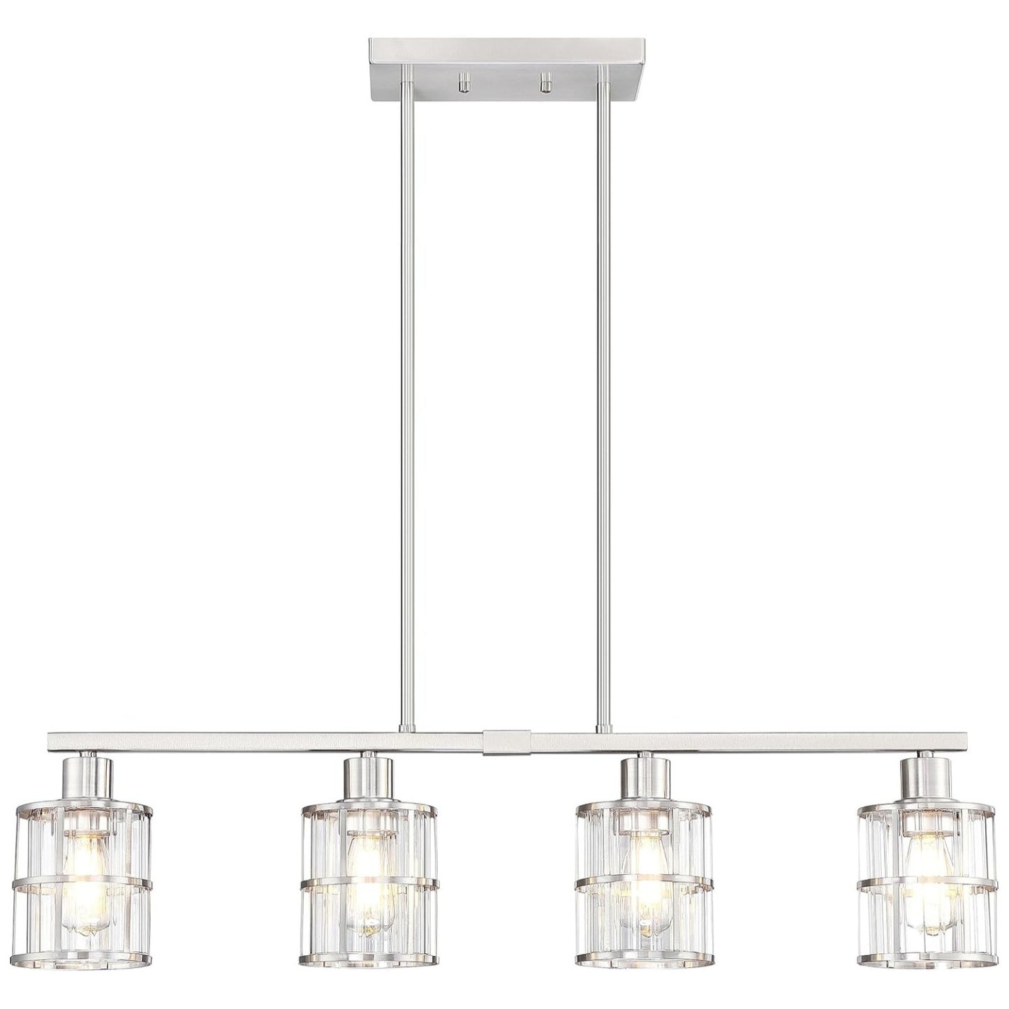 4 Light Kitchen Island Chandelier Modern Pendant Light Brushed Nickel Finish Ceiling Lighting Fixtu
