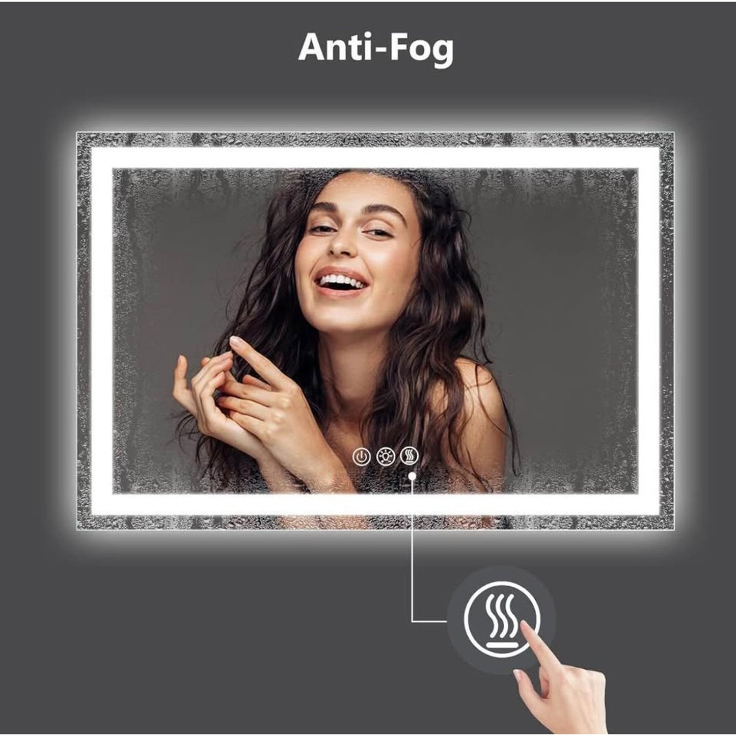 ROOMTEC 48 x 36 Inches LED Bathroom Mirror with Front and Backlit,Anti-Fog,3 Colors and Dimmable Lig