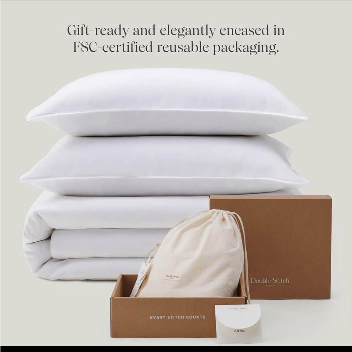 Double Stitch Cotton Tencel Duvet Cover - Queen Size Comforter Cover, Luxury & Soft Eucalyptus Lyoce