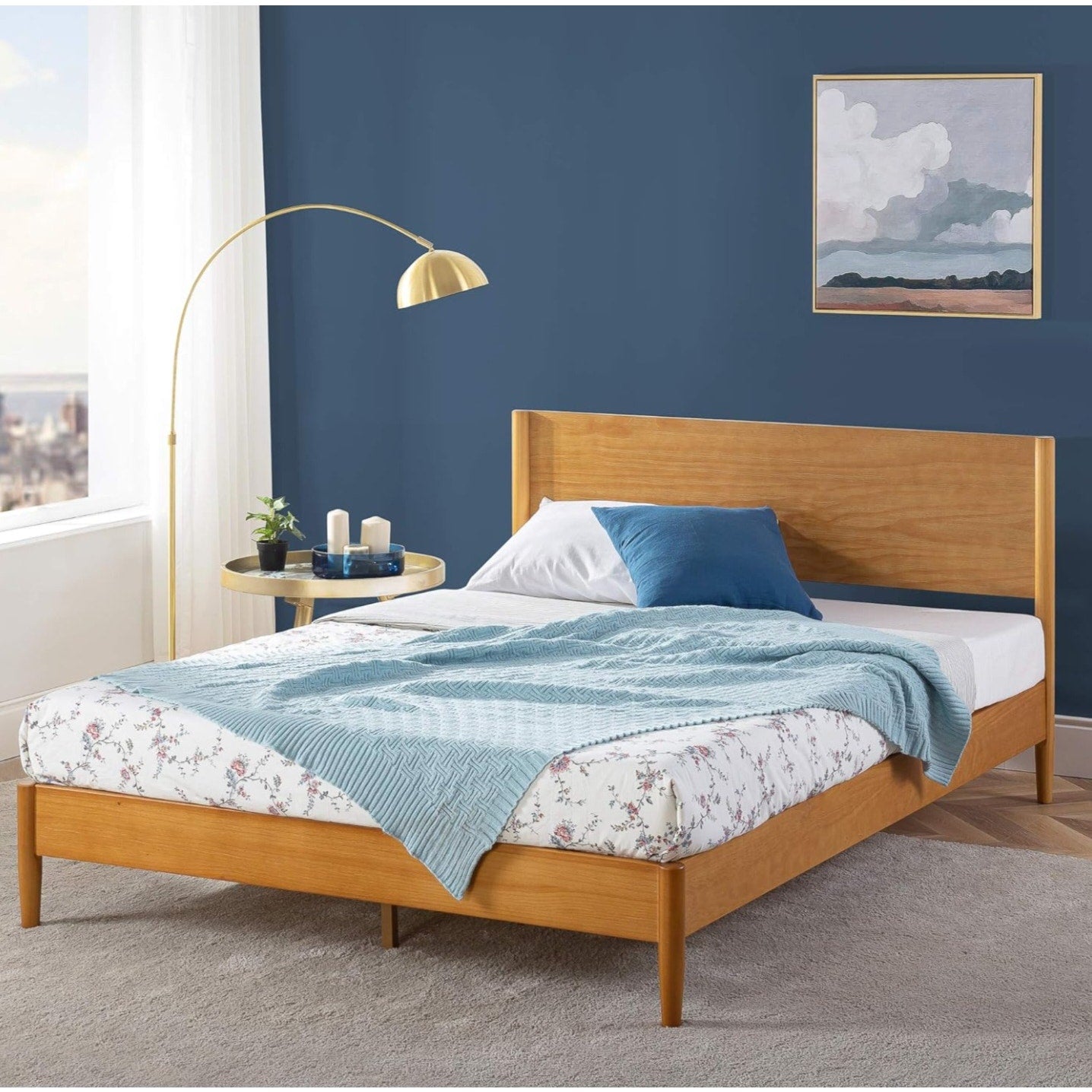 ZINUS Allen Mid Century Wood Platform Bed Frame, Solid Wood Foundation, Wood Slat Support,