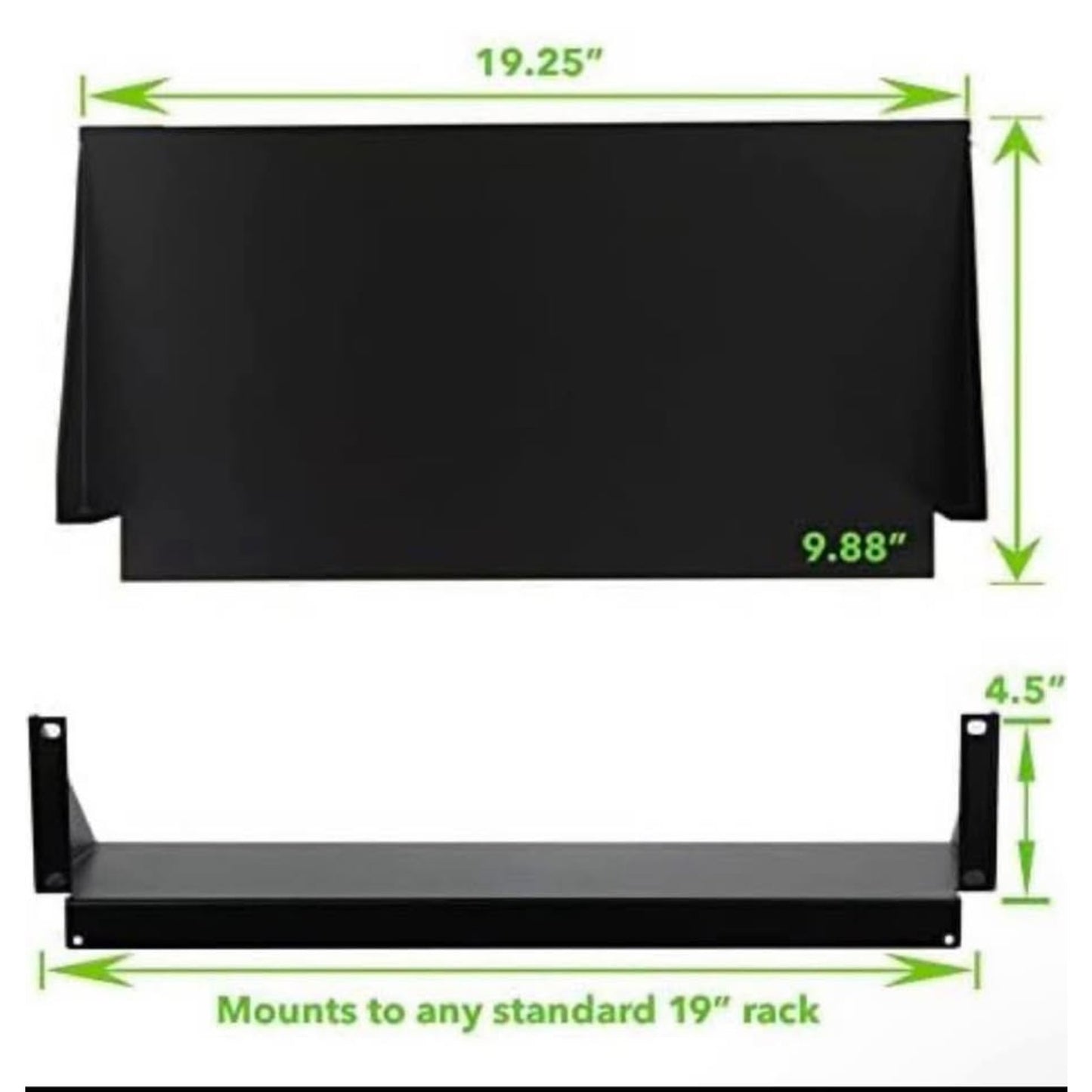 NavePoint Cantilever Server Shelf Rack Mount 19 Inch 2U Black 2 Piece Set Center Weighted