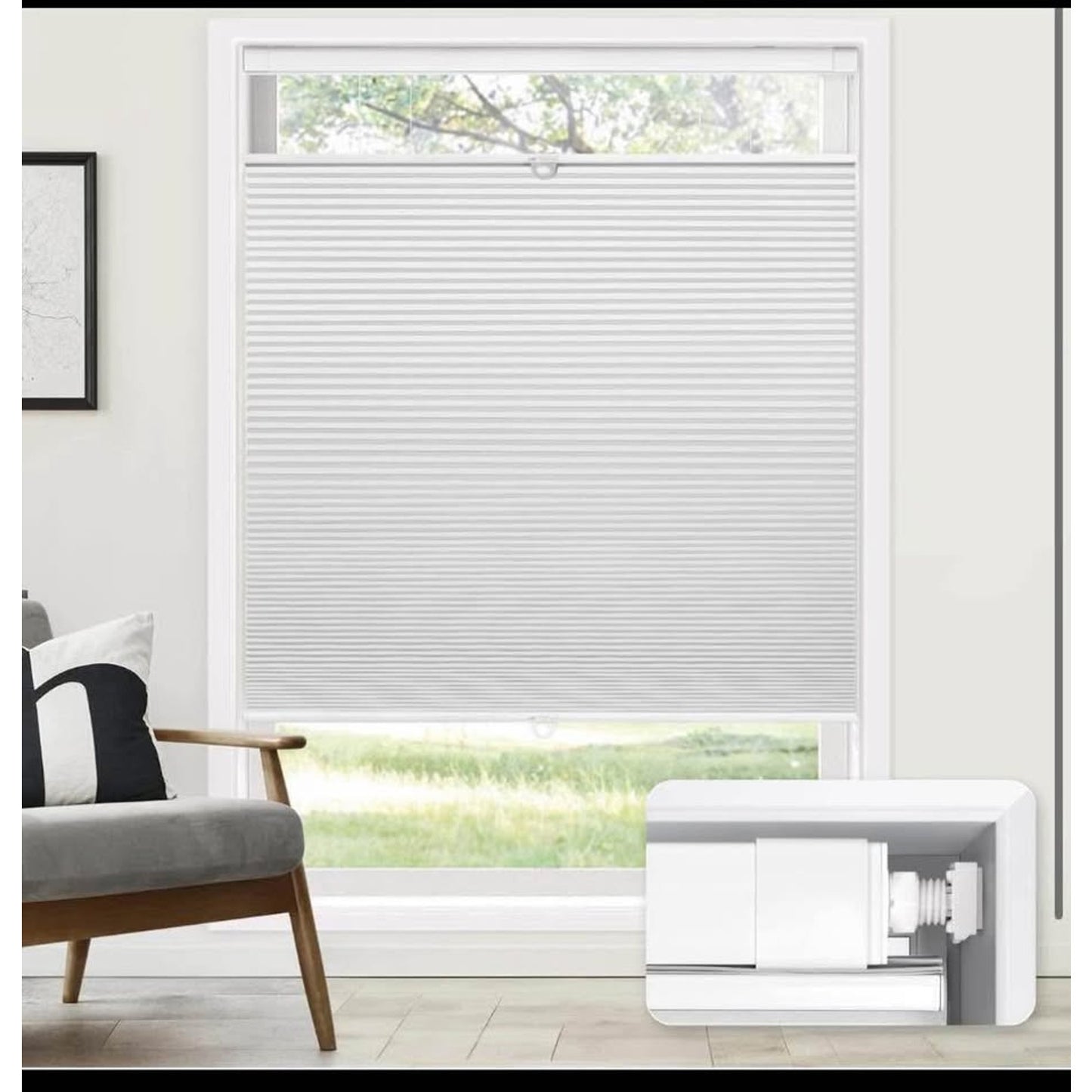 LazBlinds No Tools No Drill Cordless Cellular Shades, Top Down Bottom Up (TDBU) Honeycomb Shades for