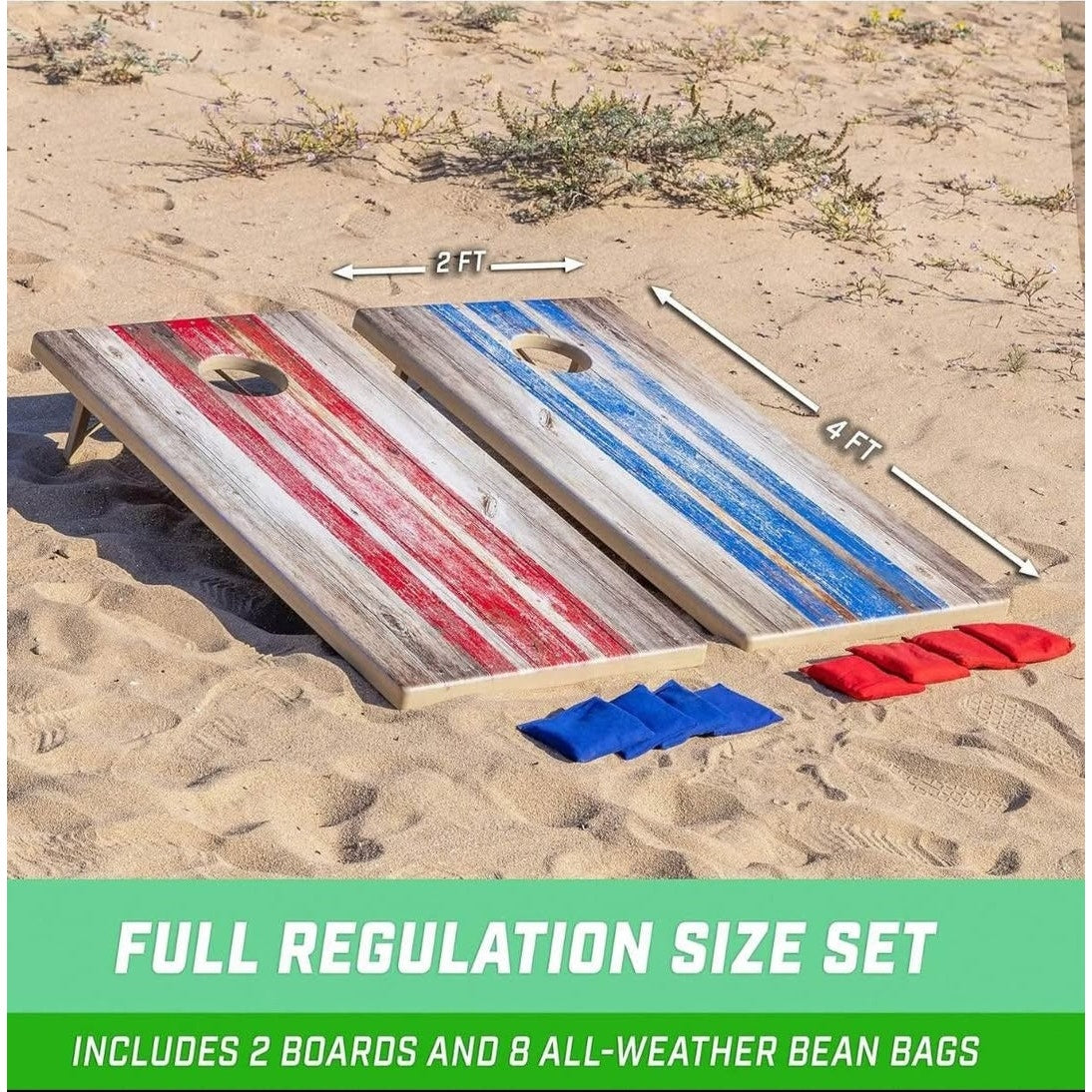 GoSports 4 x 2 ft All Weather Cornhole Boards - Rustic, Reed Camo, Woodland Camo, or Wood