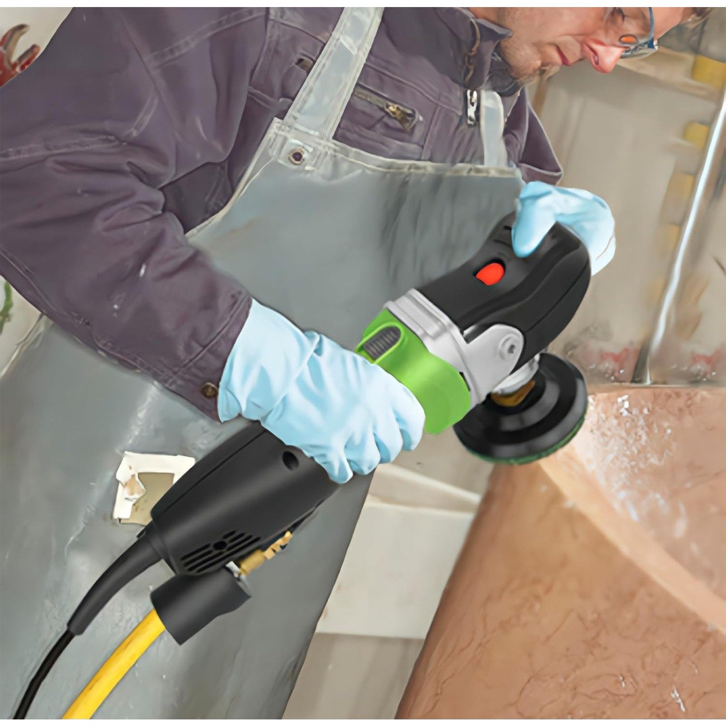 800W Electric Wet Stone Polisher 4'' Variable Speed Grinder Buffing Machine, Countertop Concrete