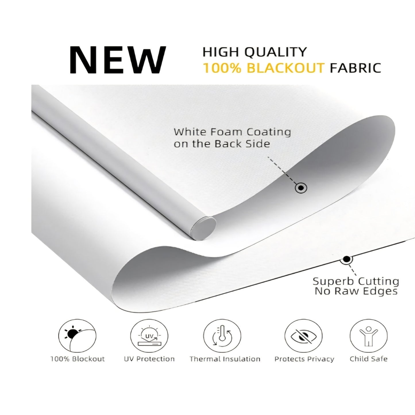 ChrisDowa blinds Cordless 100% Blackout Roller Shade. White, 39" W x 72" H
