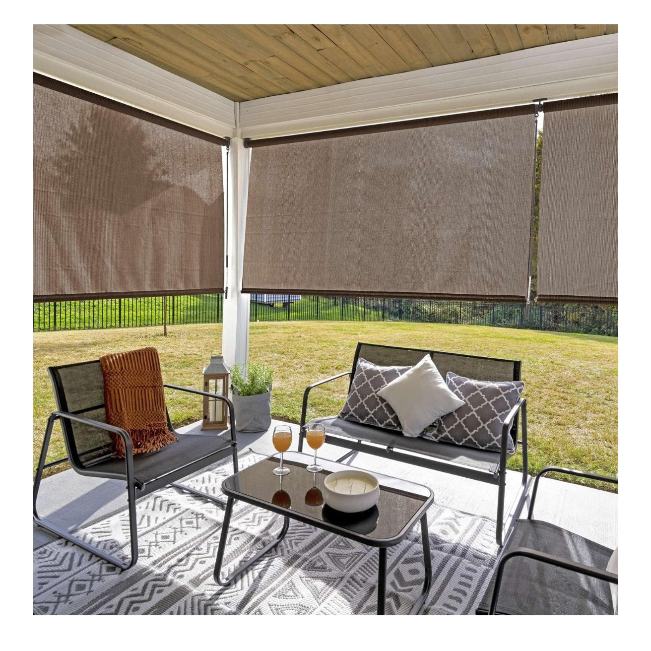 Coolaroo Outdoor Cordless Sun Blocking Roller Shade 6”Lx 8”W