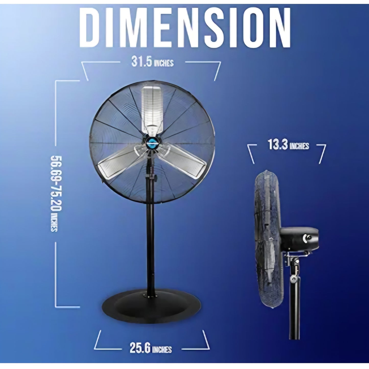 Tornado Commercial Industrial 3 Aluminum Blade Stationary Pedestal Fan