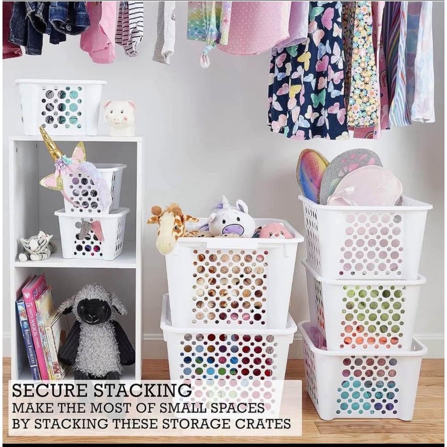 Stackable White Storage Containers with Open Tops, 8 Pack of Assorted Sizes, Great Organizing Bins f