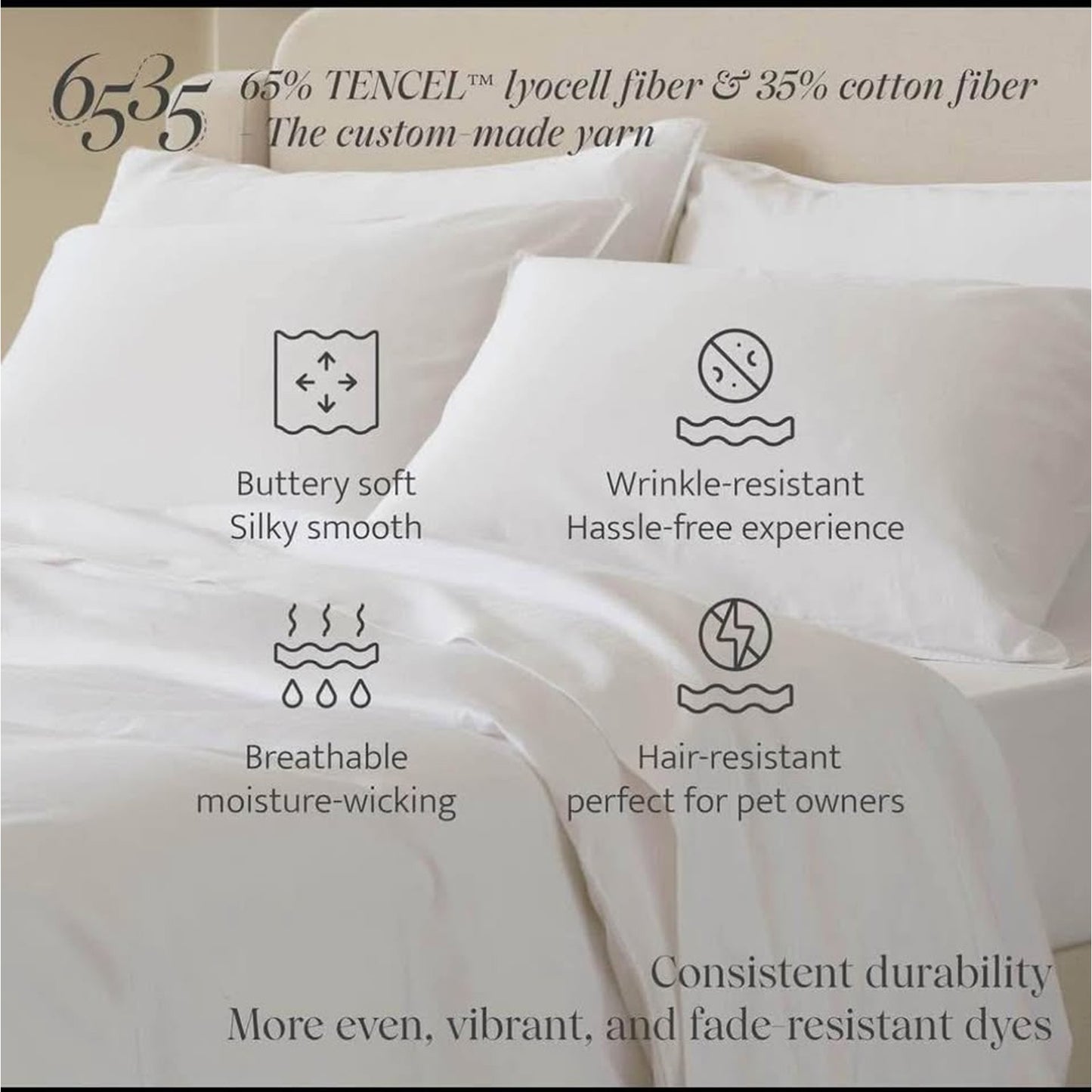 Double Stitch Cotton Tencel Duvet Cover - Queen Size Comforter Cover, Luxury & Soft Eucalyptus Lyoce