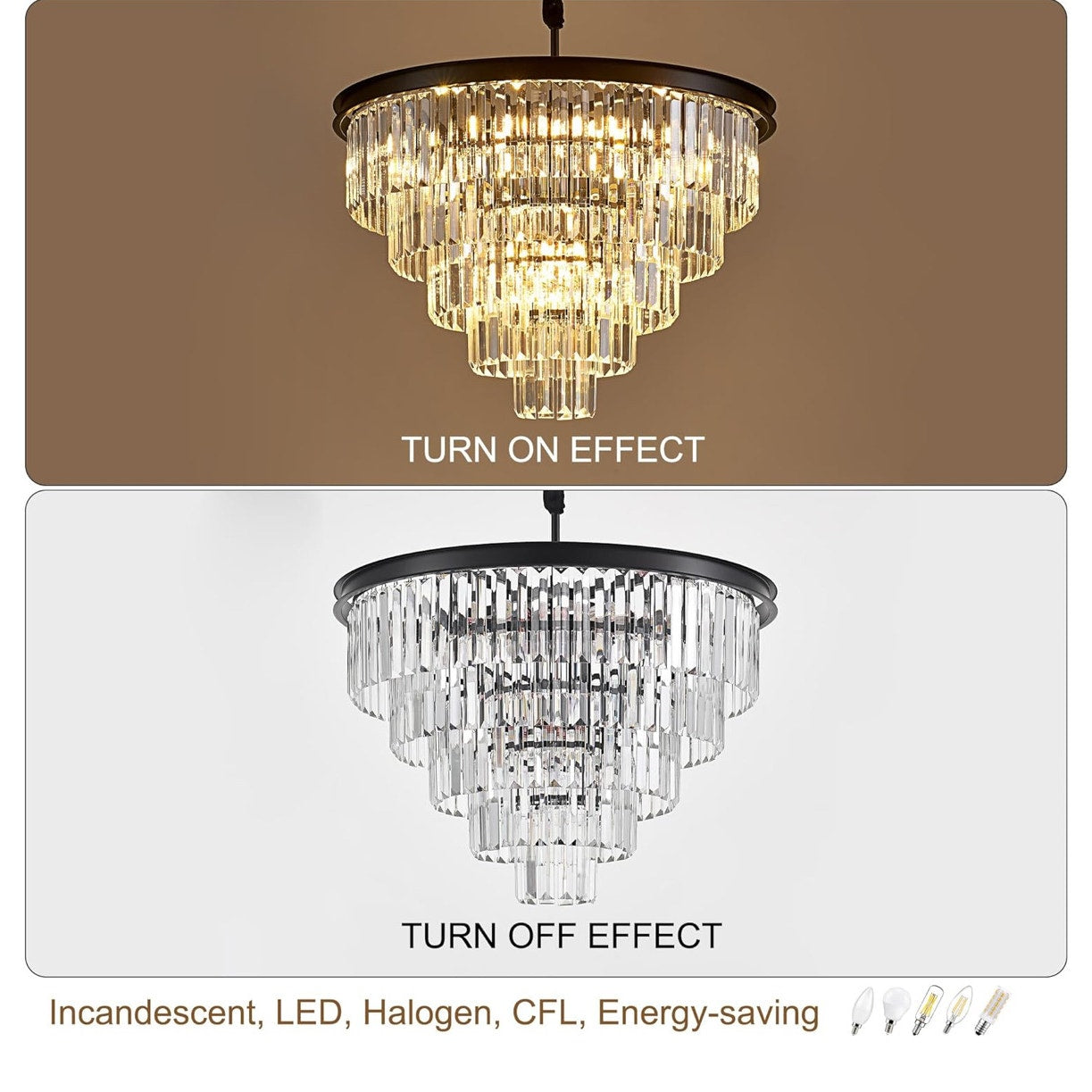 Black Crystal chandelier 7- tier Luxury K9 crystal chandeliers