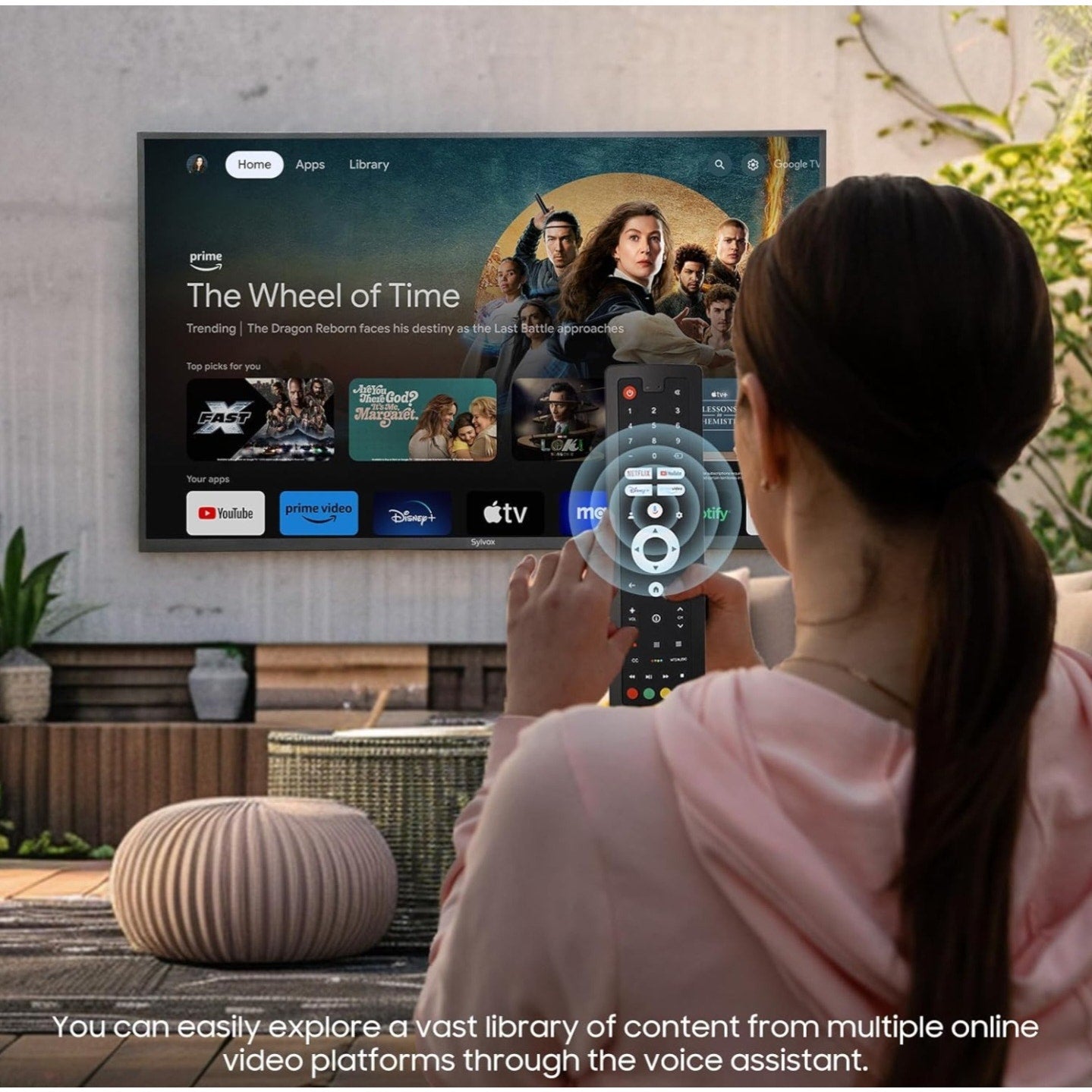 SYLVOX 43 Inch Outdoor Smart Television Weatherproof Google TV, 4K 700NIT High Brightness Temperatu