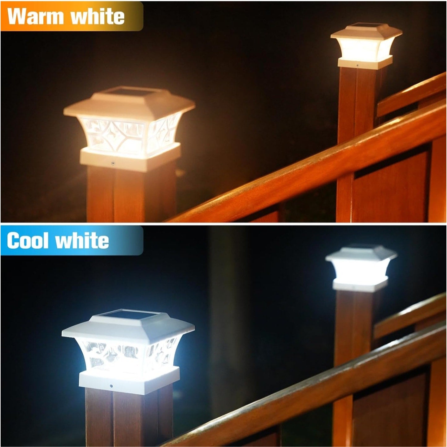 VOLISUN Solar Post Cap Lights Outdoor, Solar Powered Fence Cap Lights for 4x4 Vinyl/Wood, White