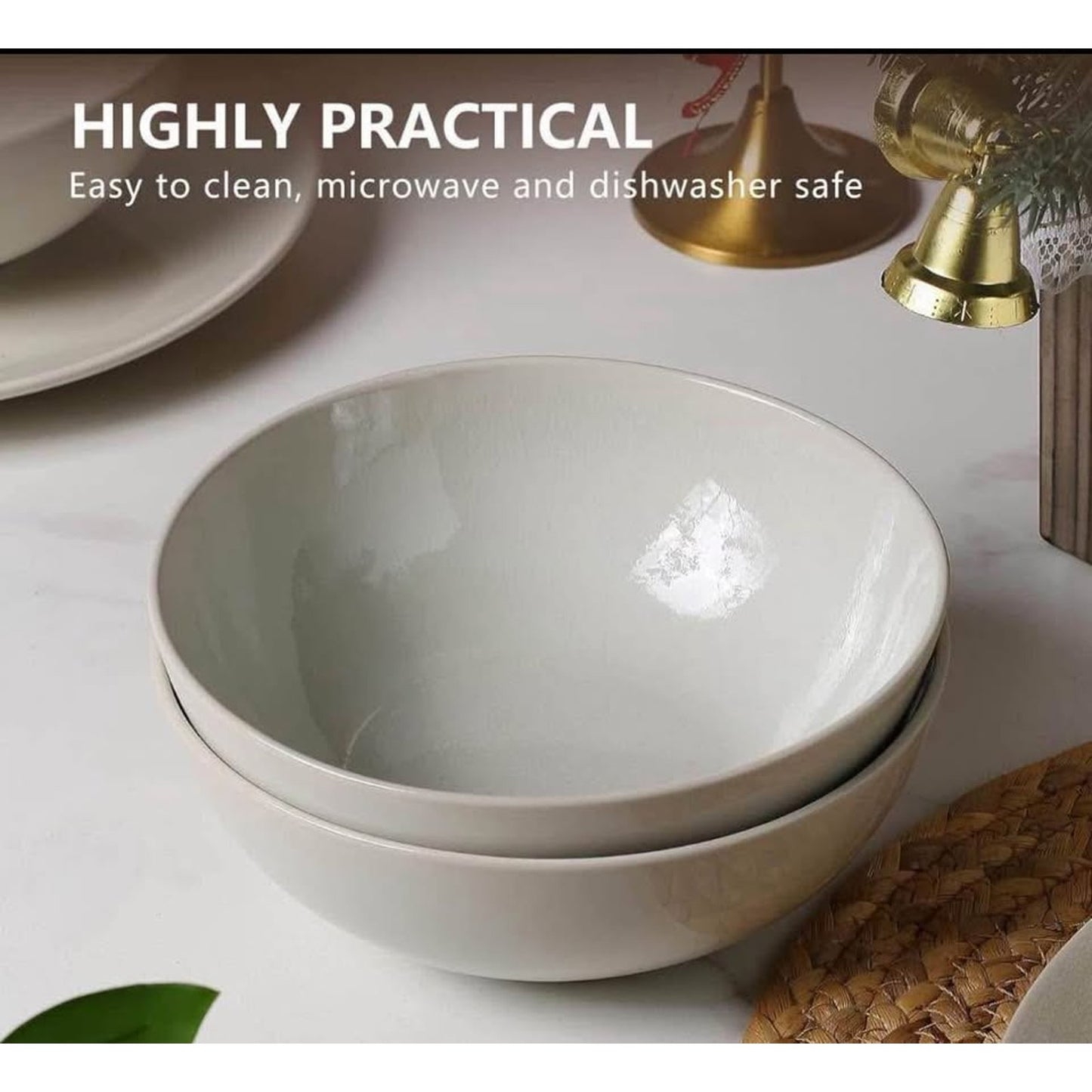 Ceramic Dinnerware Sets-12 Pieces Set, Plates Pasta Bowls Soup Bowls, Modern Stoneware Dishes, React