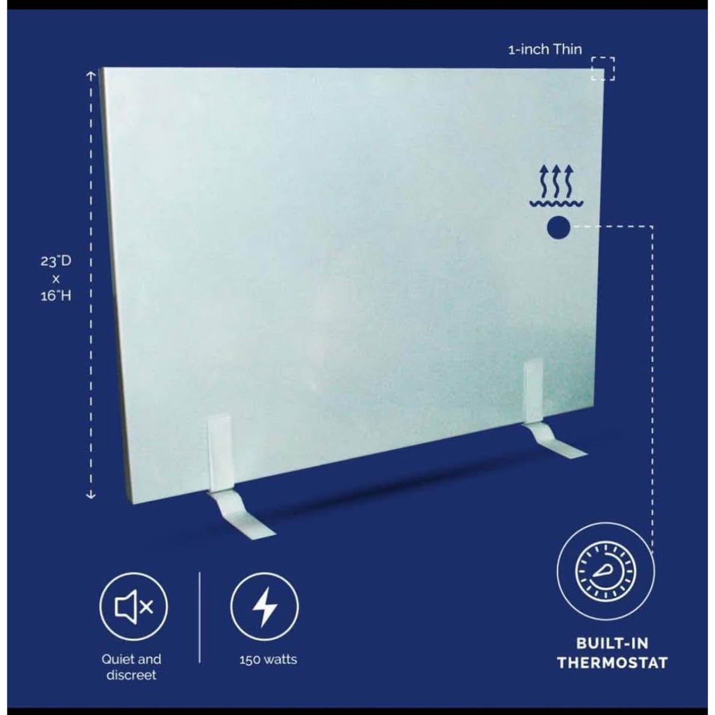 Cozy Legs Flat Panel Heater, Slim Low-Wattage Wall or Desk Mount Space Heater, Radiant Heating Techn