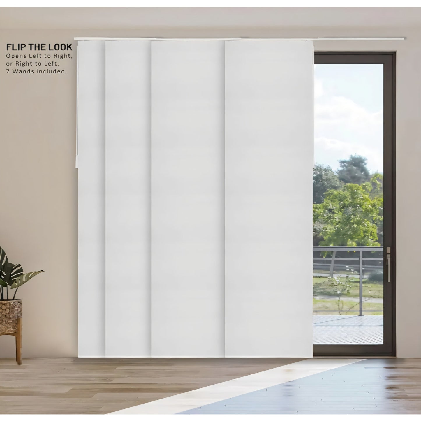 CHICOLOGY Blinds for Sliding Glass Doors ,Skyrise White (Light Filtering) W:46-86 x H: 0-96 inch