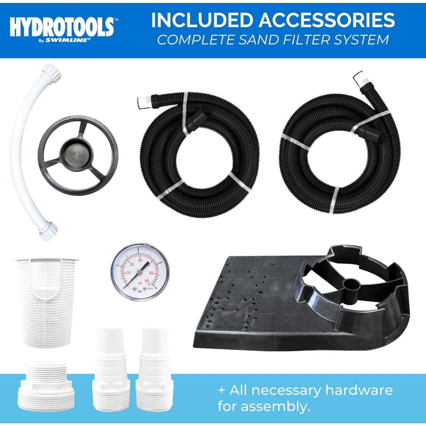 SWIMLINE HYDROTOOLS Pool Sand Filter Pump For Above Ground & Inground Pool | 24 Inch Cleaner System