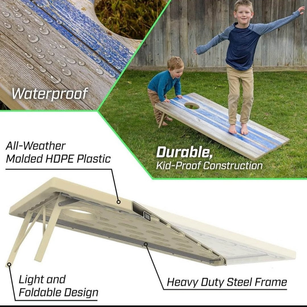 GoSports 4 x 2 ft All Weather Cornhole Boards - Rustic, Reed Camo, Woodland Camo, or Wood