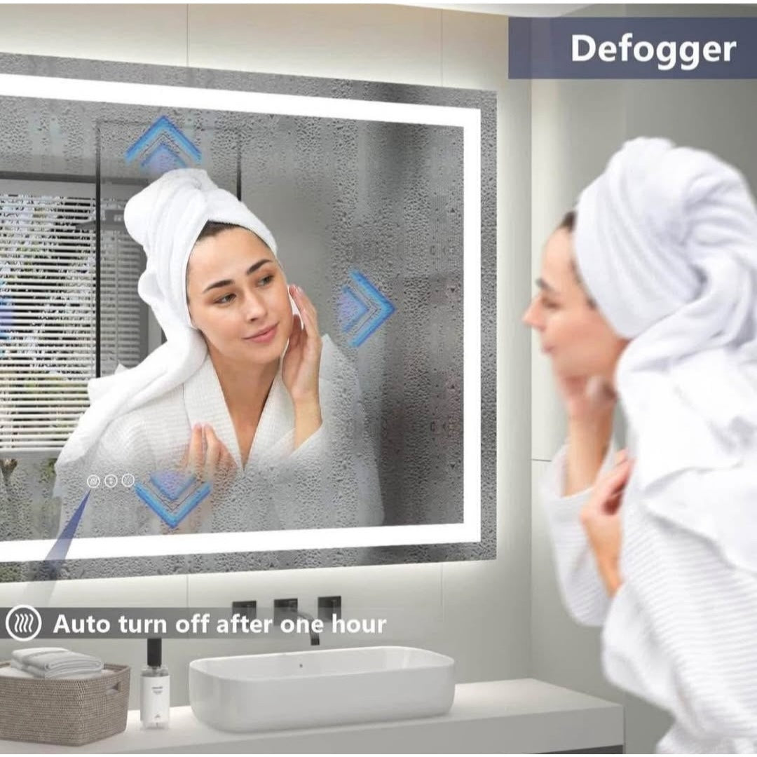 Led Bathroom Mirror 60x36, Large Illuminated Dimmable Vanity Mirror with Lights, Backlit and Front