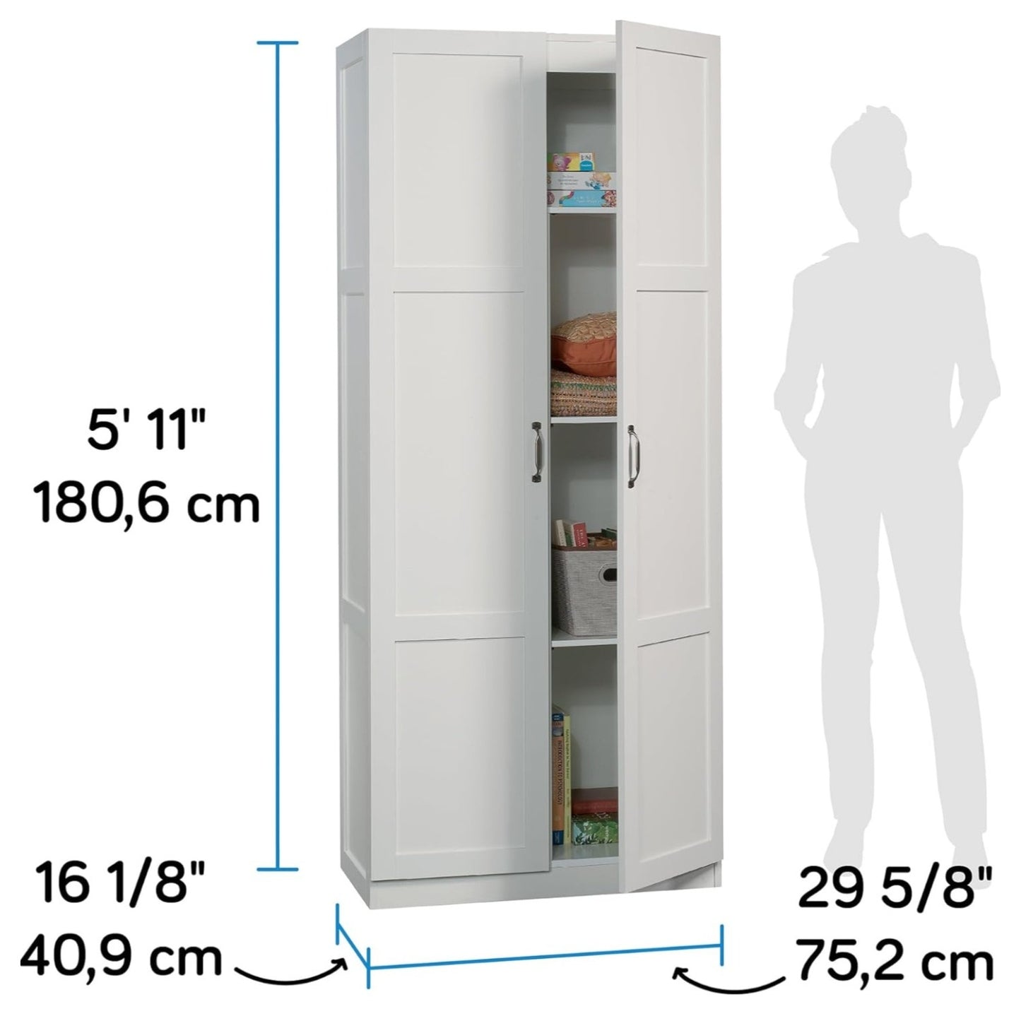 Sauder Select Storage Cabinet/ Pantry cabinets, White finish
