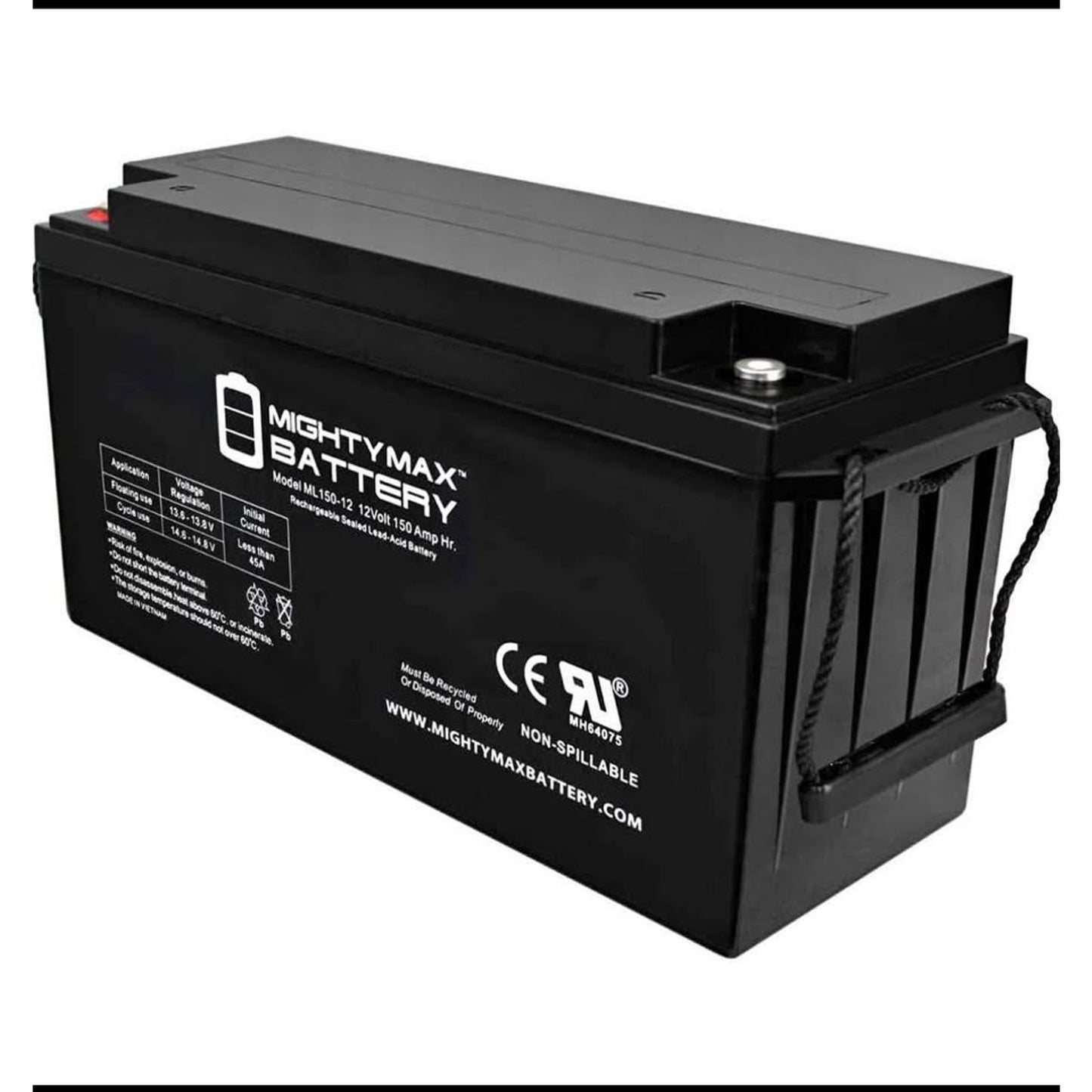 Mighty Max Battery ML150-12 - 12 Volt 150 AH, Internal (INT) Terminal, Rechargeable SLA AGM Battery
