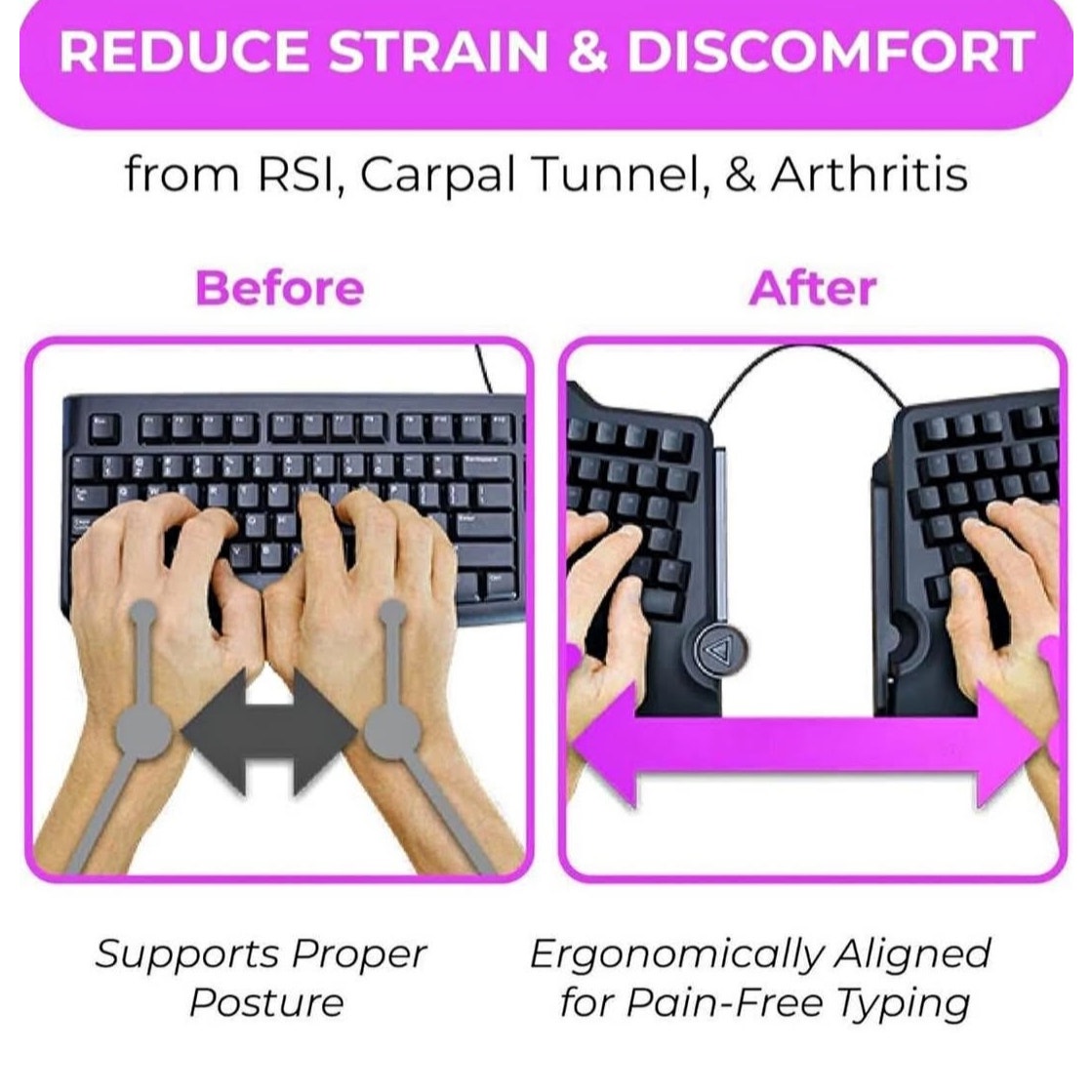 Cloud Nine C989M Ergonomic Mechanical Keyboard for PC - Kailh Tactile Brown Switches