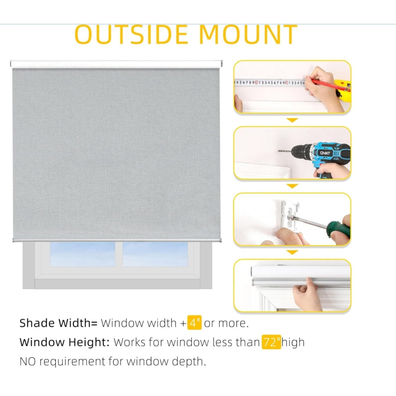 ChrisDowa Cordless 100% Blackout Roller Shade, with Striped Jacquard, Thermal Insulated,