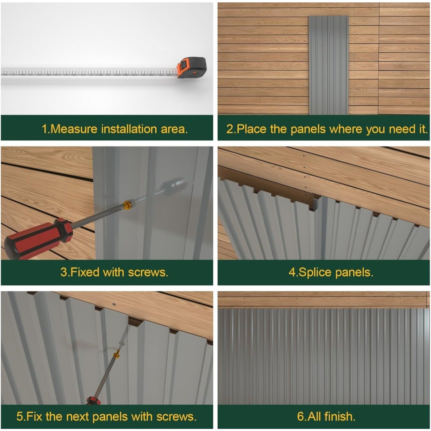 NeatiEase 20 Pcs Metal Roofing Panels, 6.1 Feet Corrugated Galvanized Roofing Panels Metal Siding