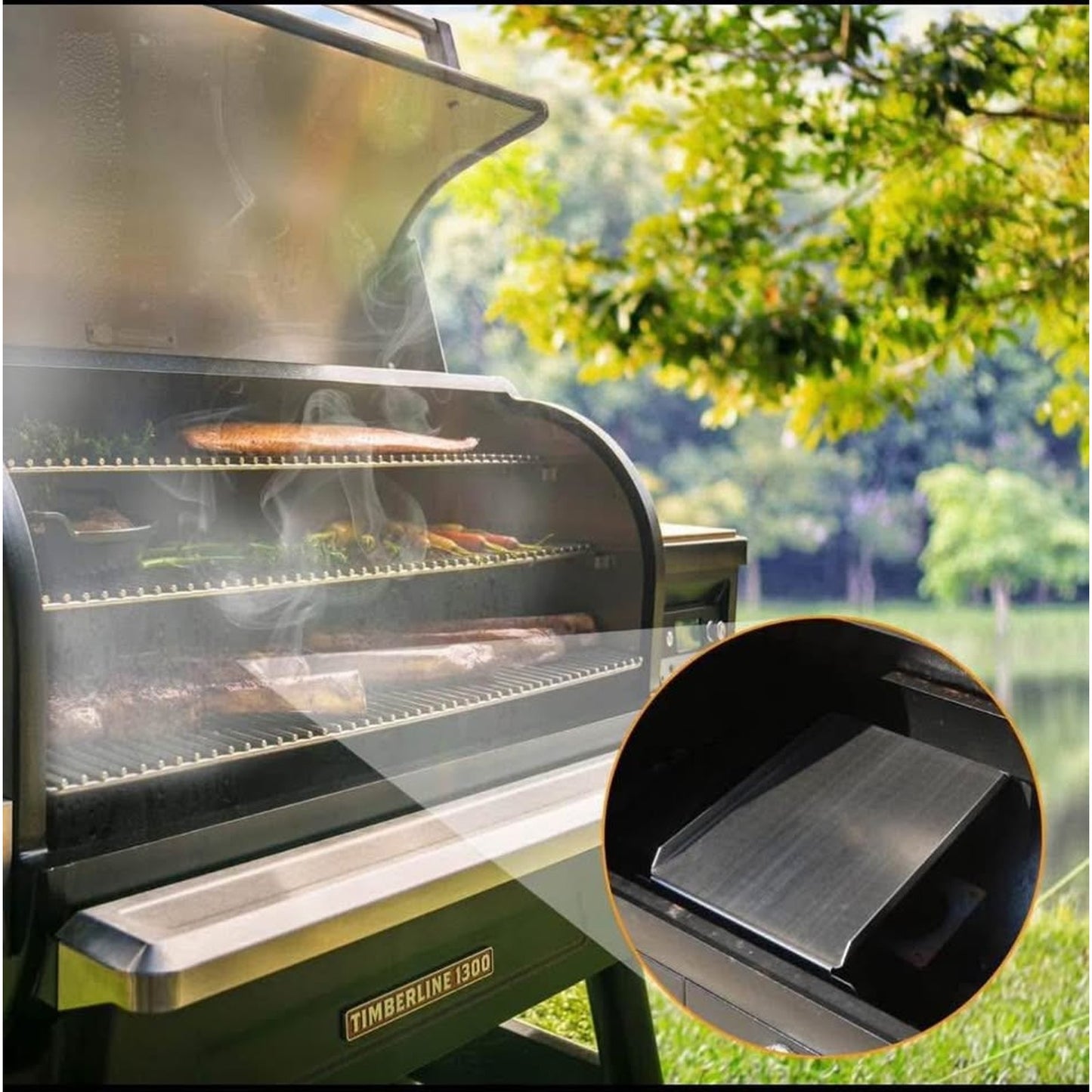 $35 obo BCA012 Stainless Grease Drip Tray Heat Baffle Diffuser Set Replacement for Traeger 22 Series