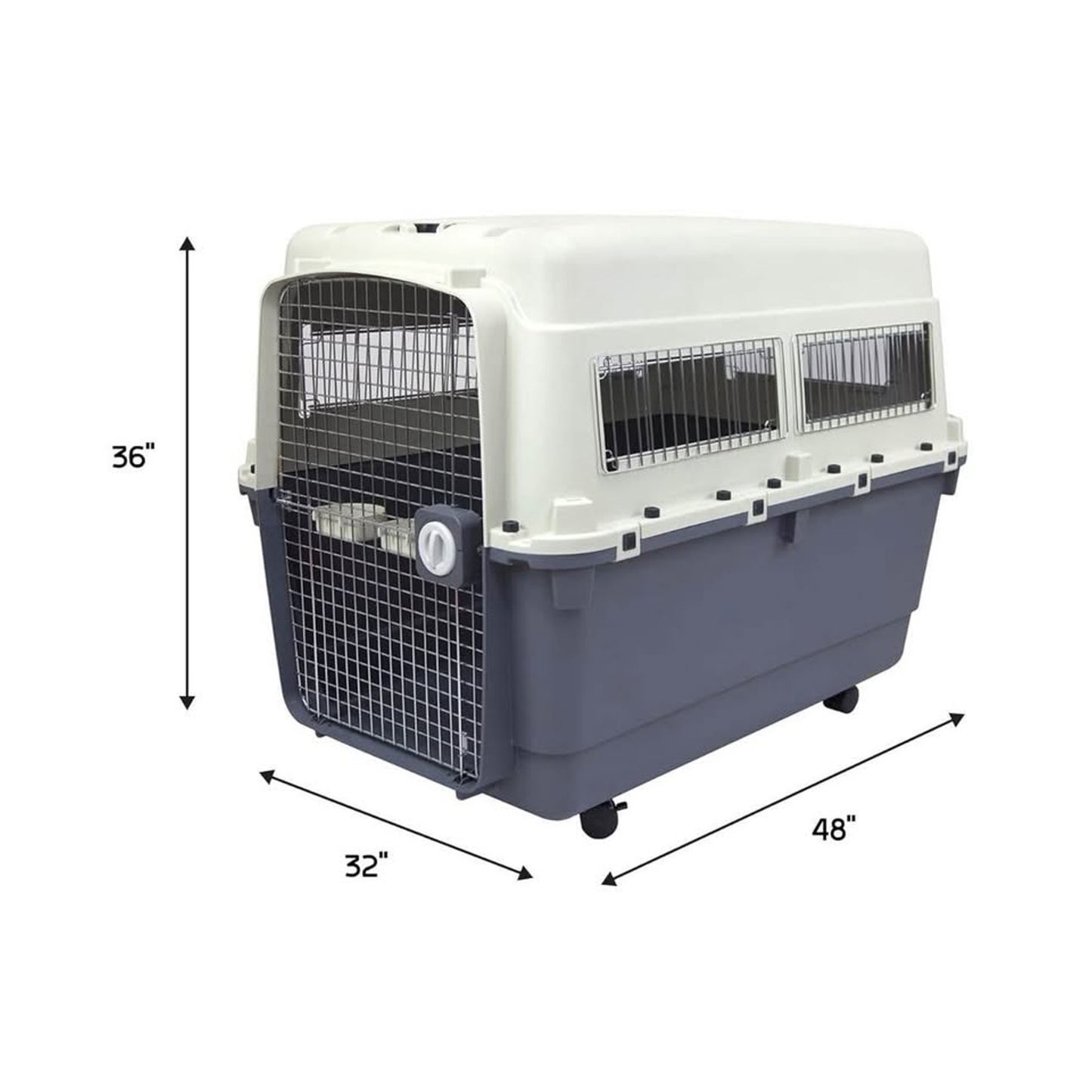 SportPet Designs Plastic Kennels Rolling Plastic Airline Approved Wire Door Travel Dog Crate, XXX-La