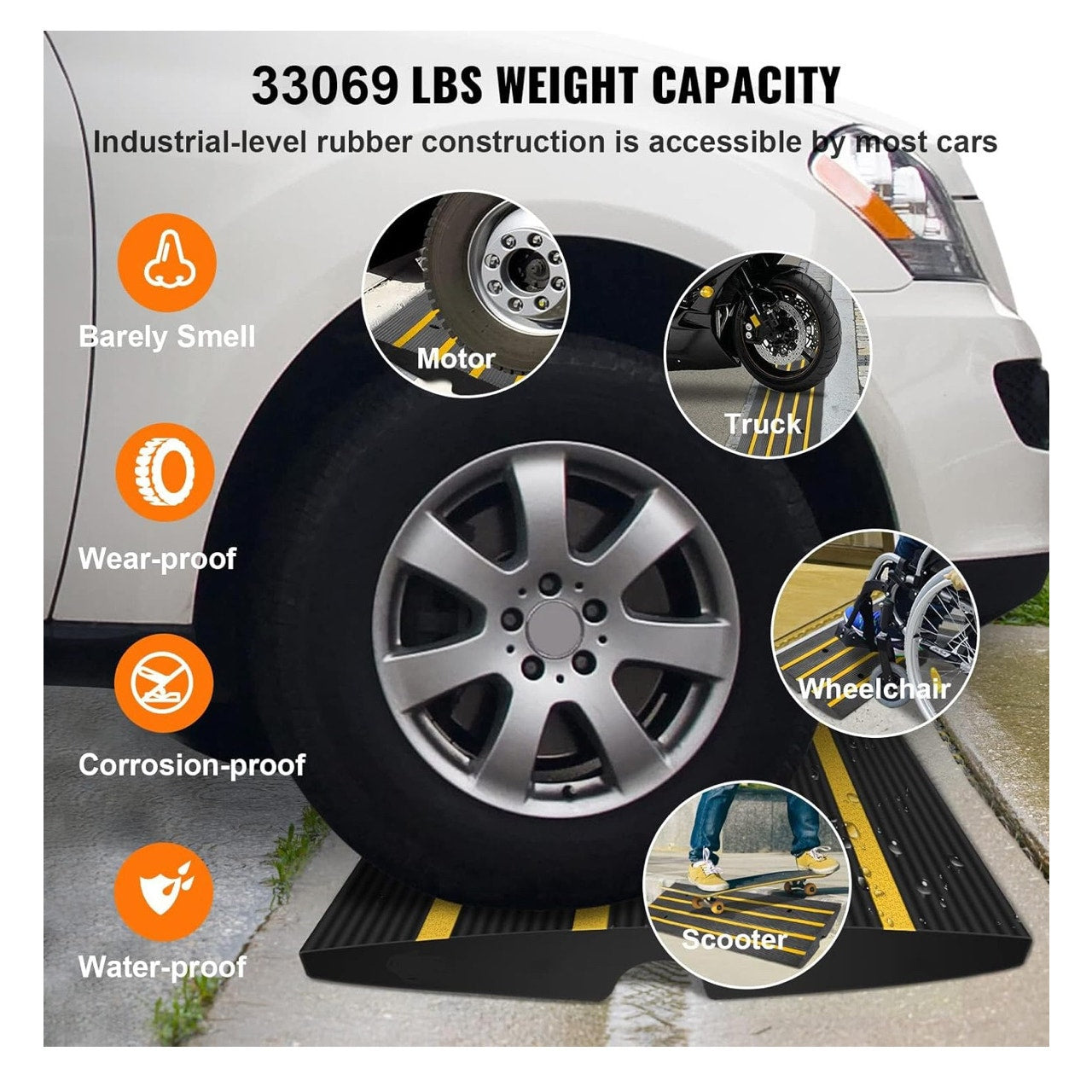 VEVOR Rubber Curb Ramp for Driveway 3 Pack
