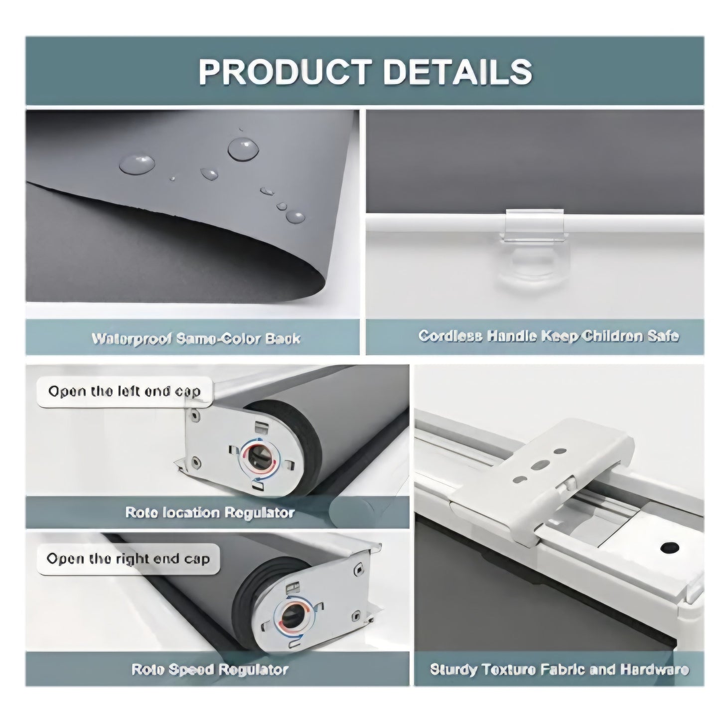 Cordless Roller Shades Blackout Blinds for Windows Room Darkening Rolled Up Shades with Spring System,