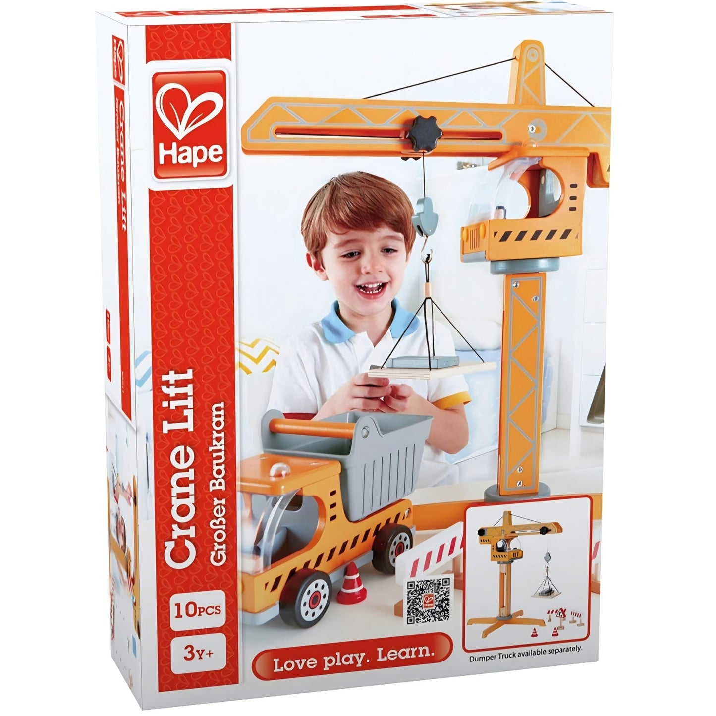 Hape Playscapes Crane Lift Playset| Construction Truck Vehicle Playset for Kids