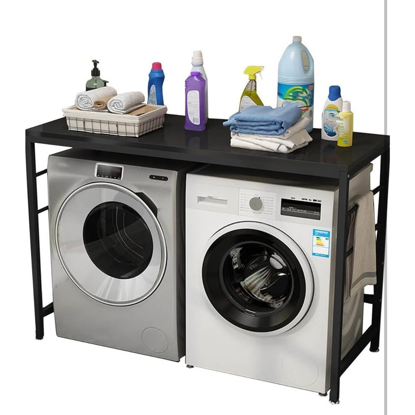 Washer Dryer Countertop with Side Bars, 57.1" W x 27.5" D Laundry Countertop Over Washer and Dryer S