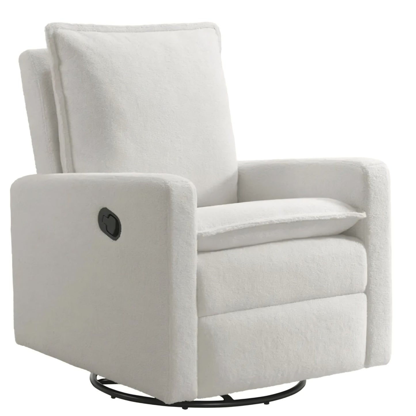 Oxford Baby Uptown Upholstered Swivel Glider and Recliner Nursery Chair, Boucle White
