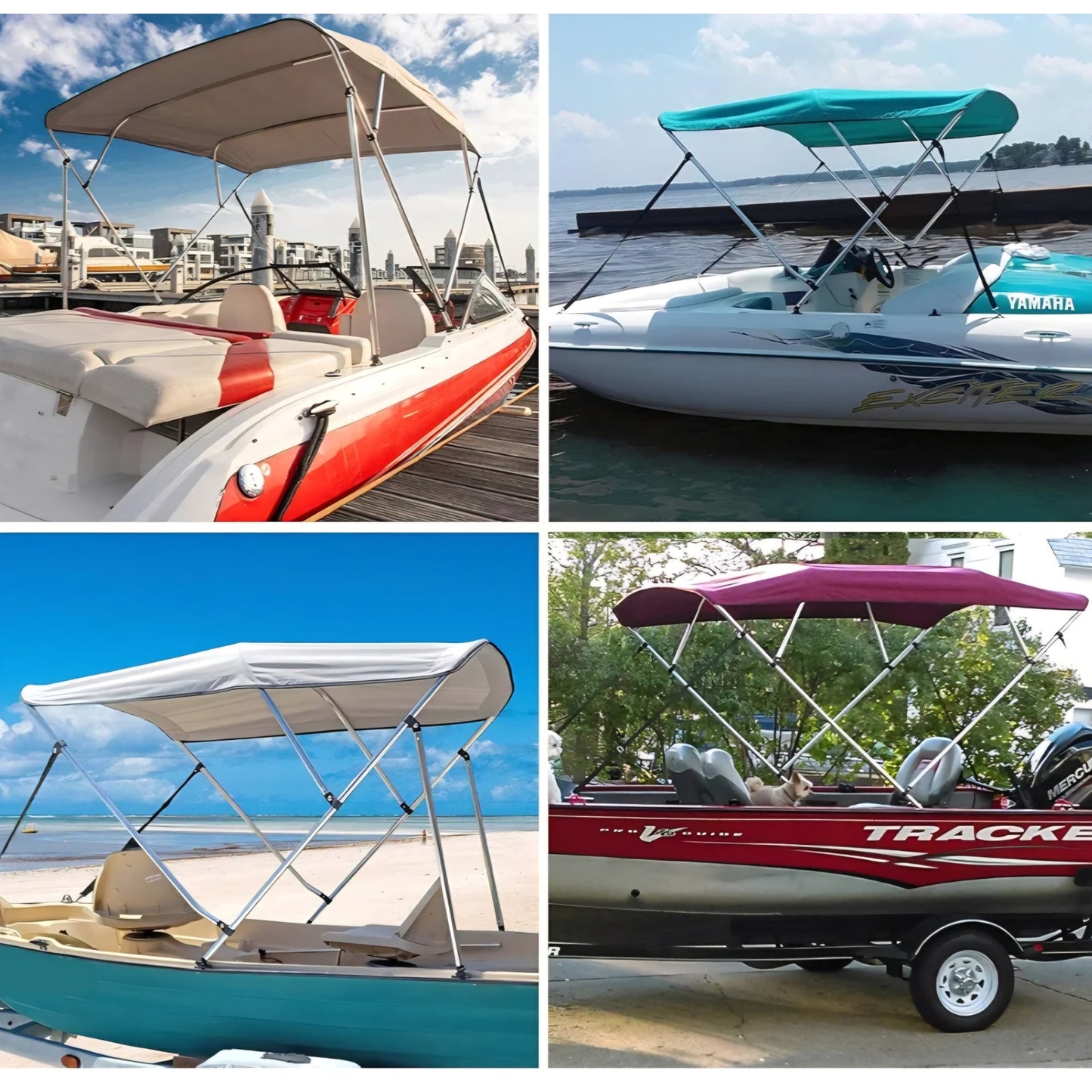 Leader Accessories 10 Colors 3 Bow 4 Bow Bimini Top Cover for Boat Includes 4 Straps 2 Rear Support