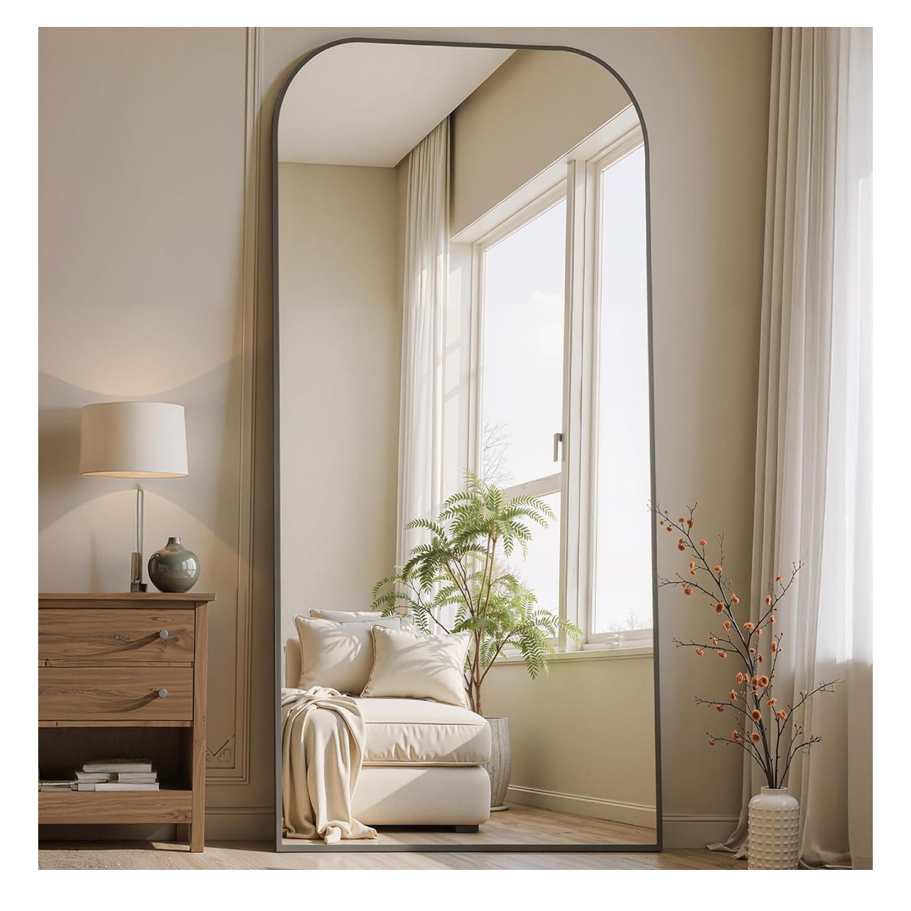 Full Length Mirror with Stand 76"x34" Floor Mirror Freestanding, Arched