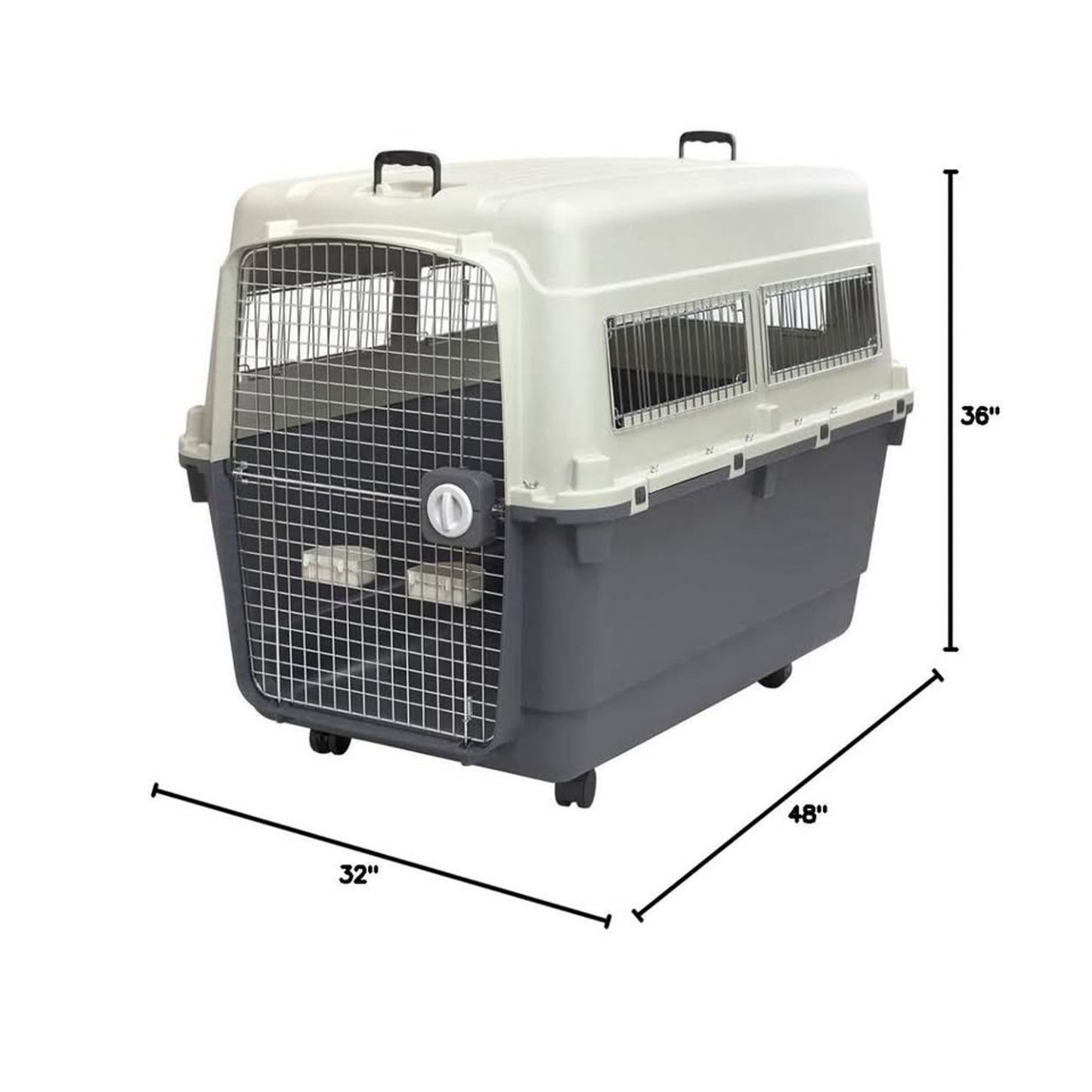 SportPet Designs Plastic Kennels Rolling Plastic Airline Approved Wire Door Travel Dog Crate, XXX-La