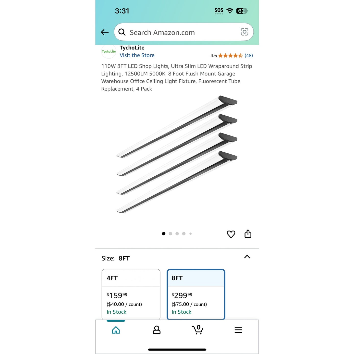 8FT 4Ct LED shop lights
