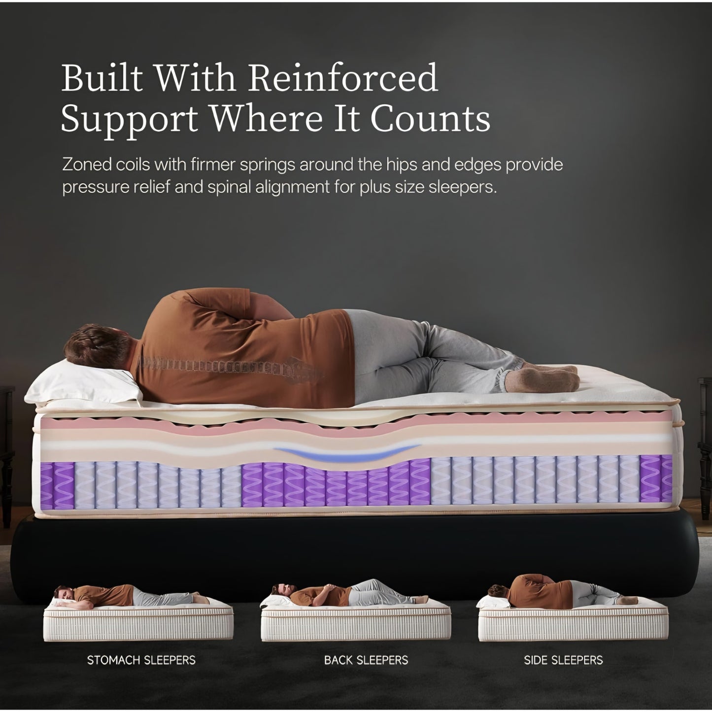 Queen 14 Inch Hirelix Hybrid Mattress, Cooling Gel Memory Foam, Pressure Relief,