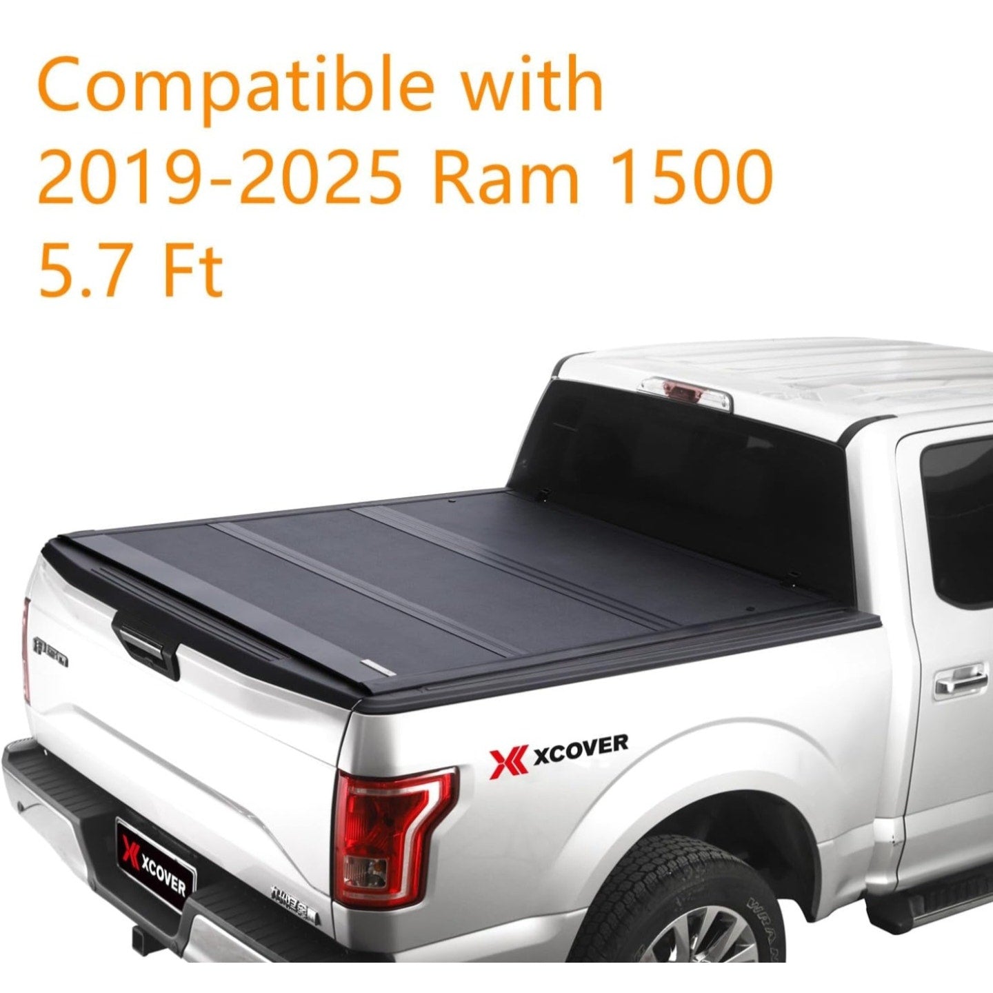 Xcover Low Profile Hard Folding Truck Bed Tonneau Cover, Compatible with 2019-2025 Ram 1500 5.7 ft