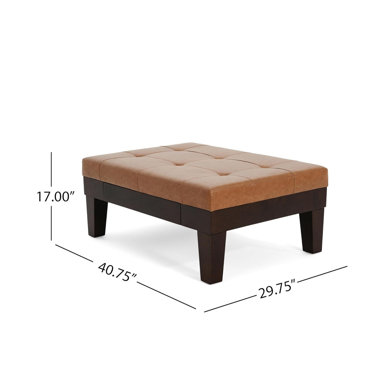 Merax Modern Storage Ottoman with Slide-Out Drawer, Bonded Leather