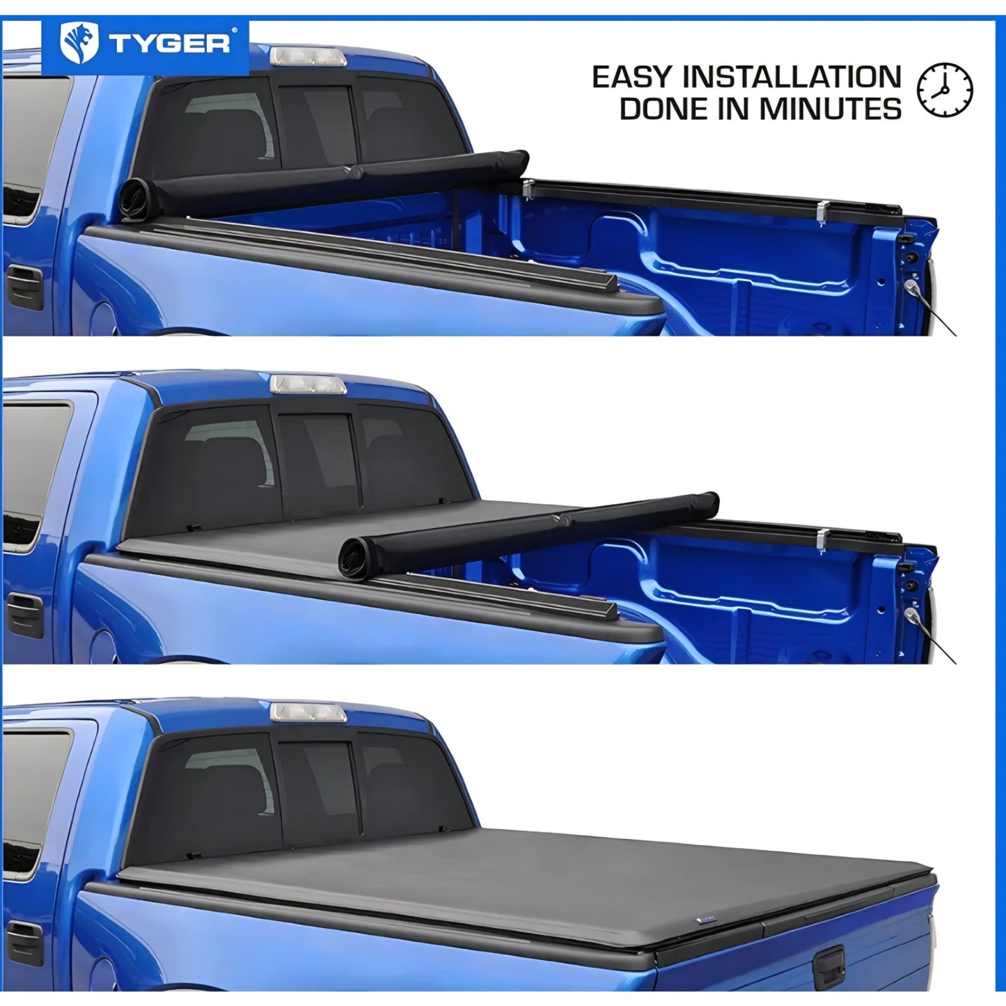 Tyger Auto T1 Soft Roll-up Truck Bed Tonneau Cover Compatible with 2021-2025 Ford F-150; Lightning