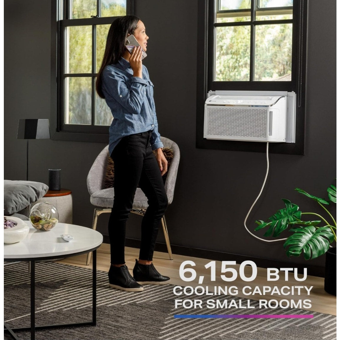 Ultra Quiet Window Air Conditioner 6,200 BTU, WiFi Enabled, Ideal for Small Rooms,Included Kit