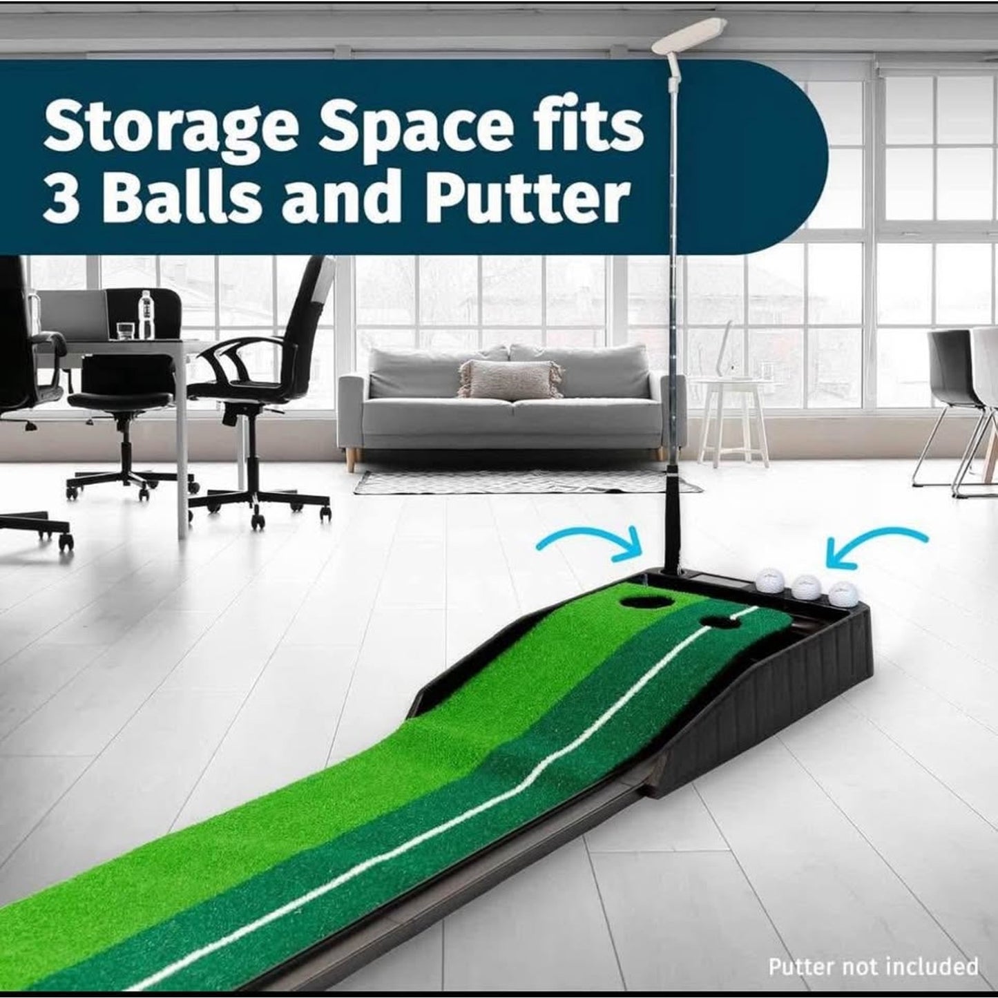 Abco Tech Indoor Golf Putting Green - Portable Golf Mat with Auto Ball Return - Mini Golf Practice f