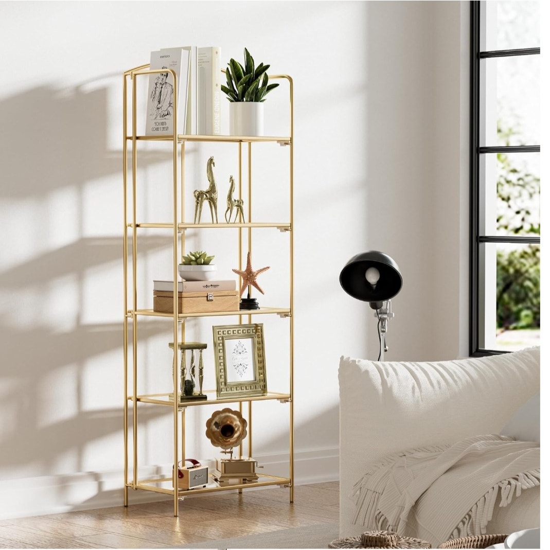 Crofy No Assembly Folding Bookshelf for Living Room