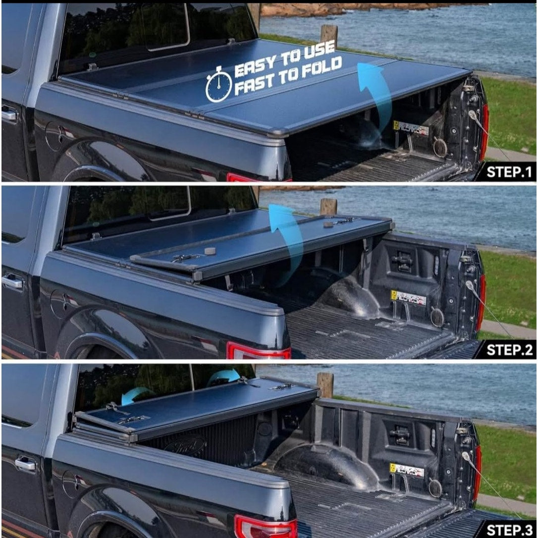 Hard Folding Truck Bed Tonneau Cover Compatible with Chevy Colorado & GMC Canyon