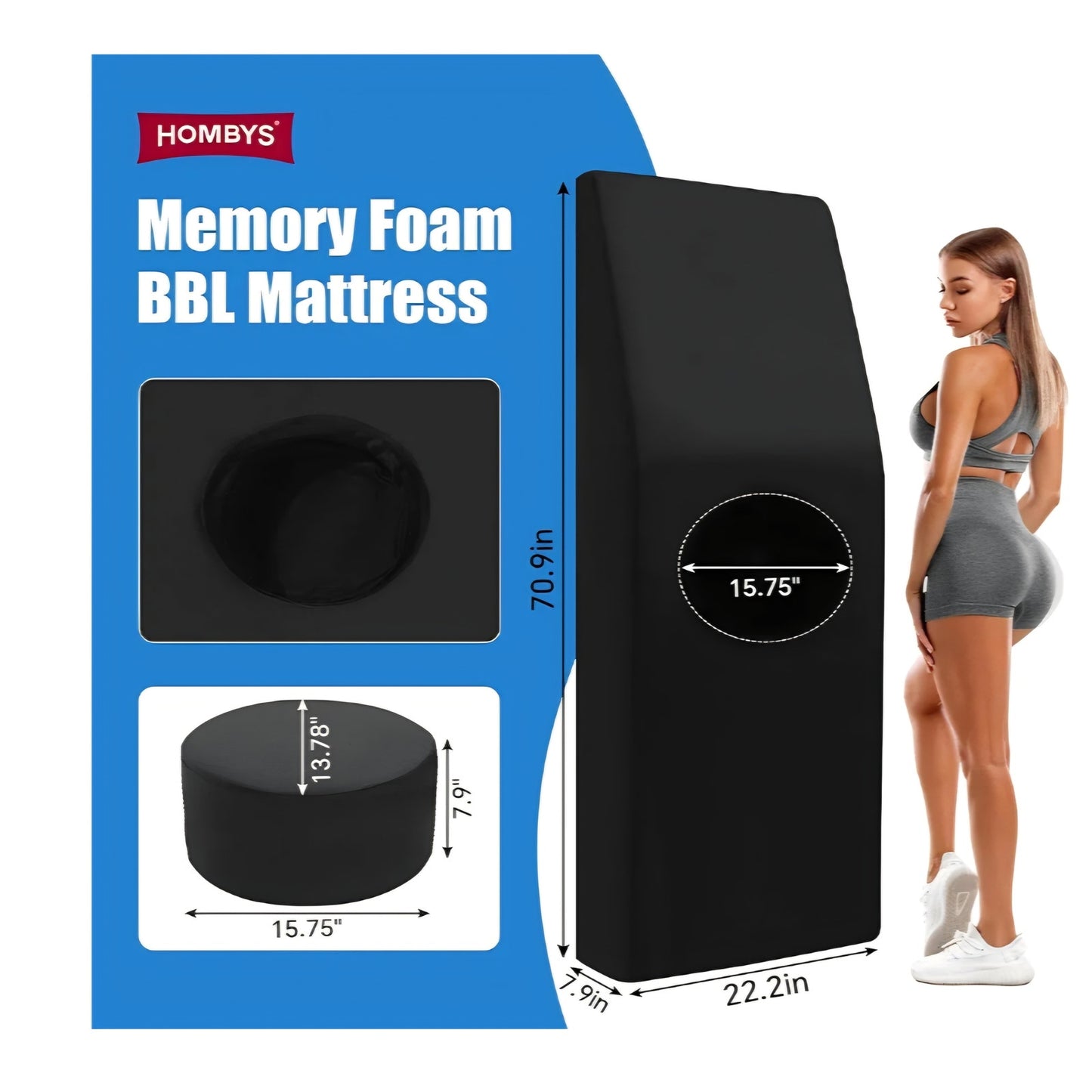 HOMBYS BBL Bed After Surgery for Sleeping with Hole,High Density Foam BBL Mattress with Hole