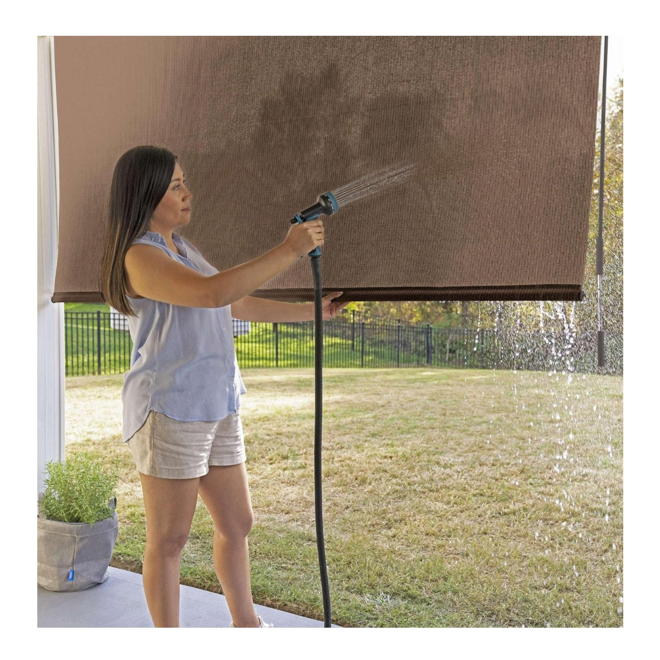 Coolaroo Outdoor Cordless Sun Blocking Roller Shade 6”Lx 8”W