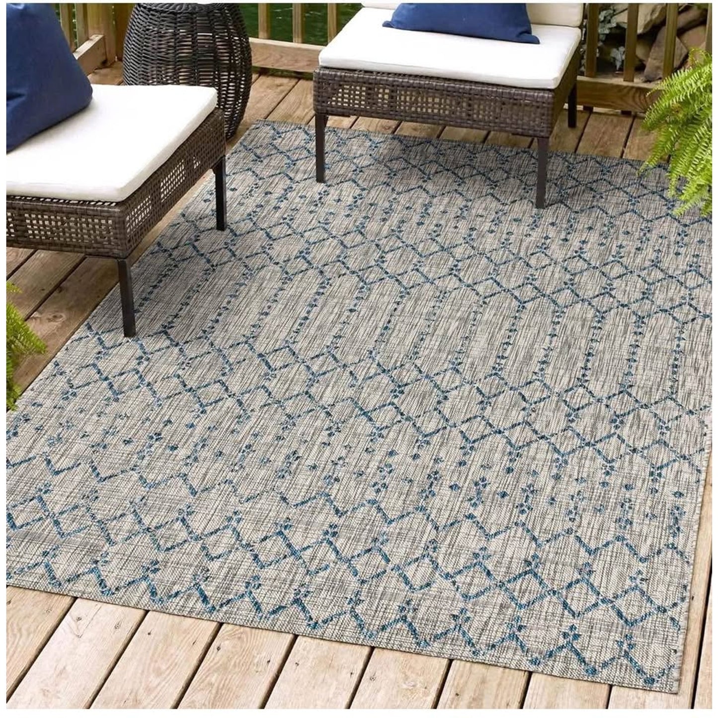 JONATHAN Y SMB108A-8 Ourika Moroccan Geometric Textured Weave Indoor Outdoor Area Rug, Bohemian, Rus
