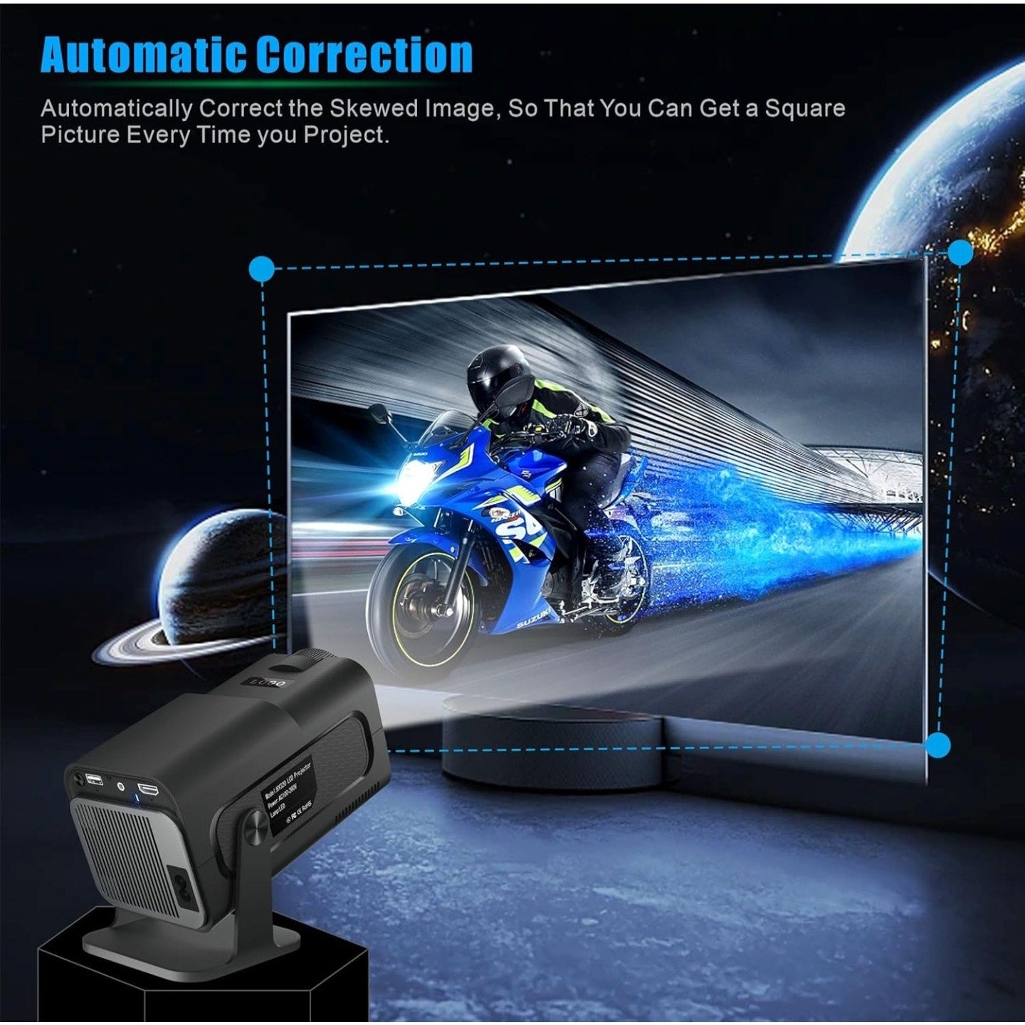 Portable Projector, HY320 Mini Projector with WiFi and Bluetooth, Support 4K 1080P with Dual-Band
